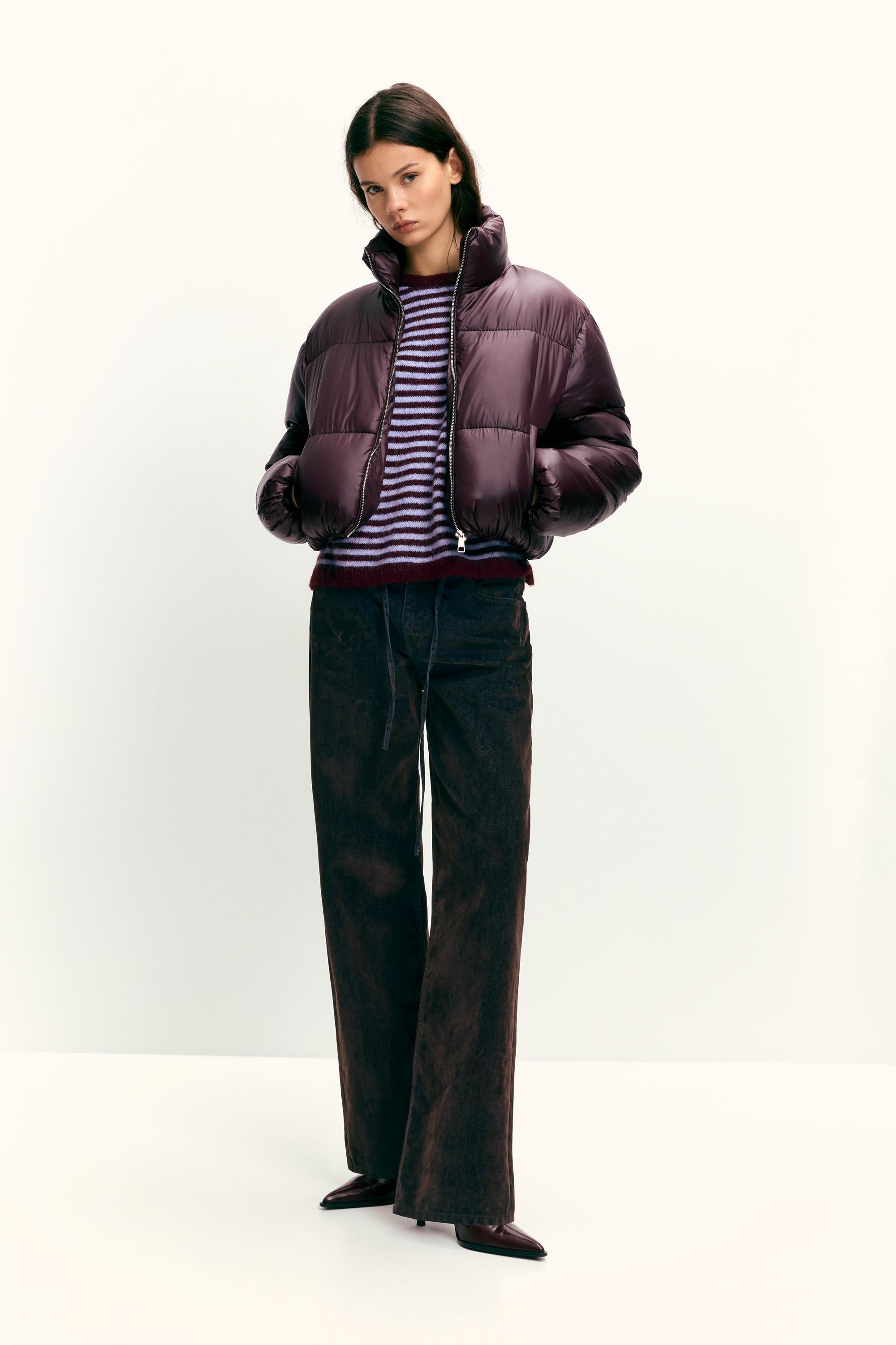 Puffer jacket with a shimmery finish — Burgundy