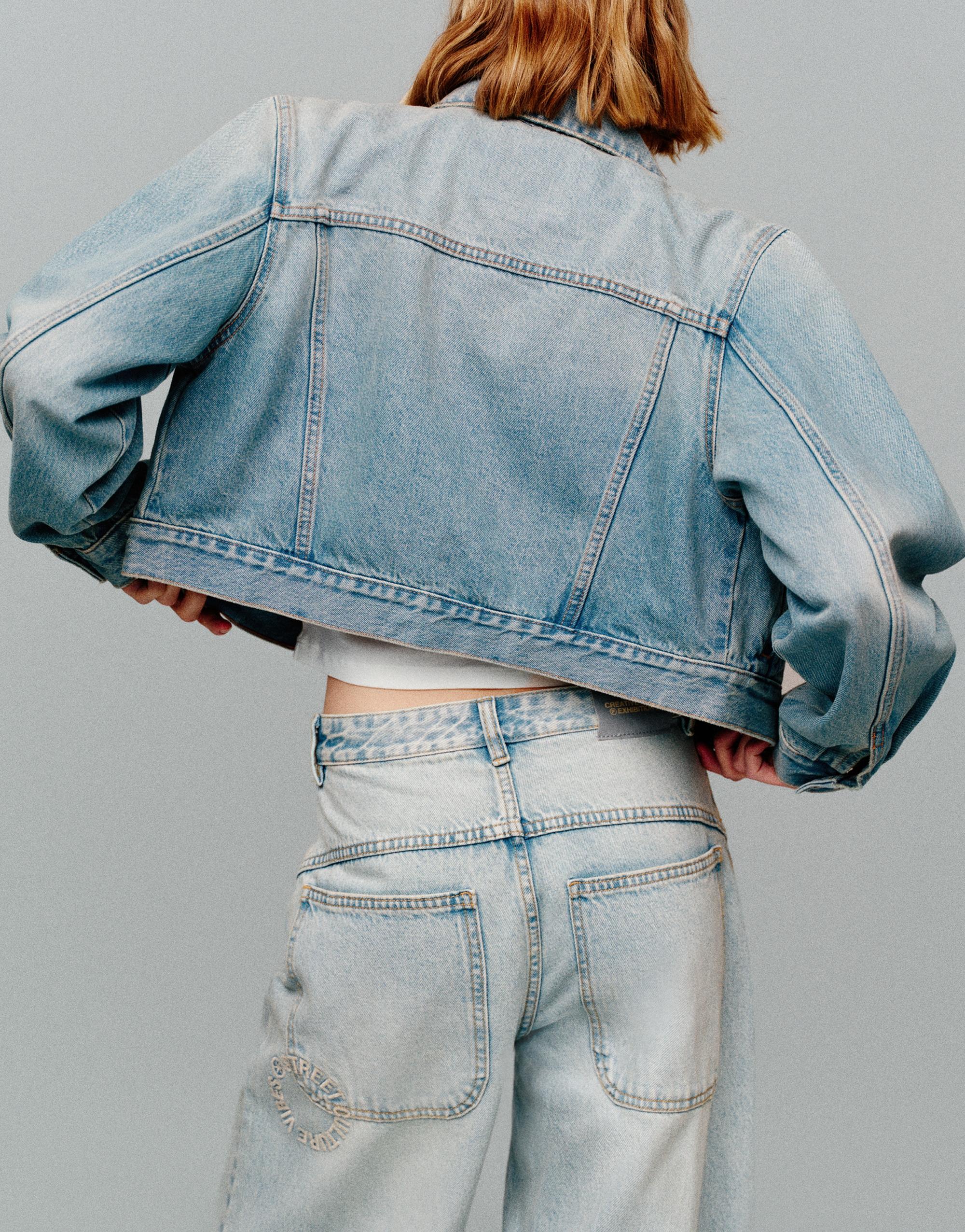 Cropped denim jacket — Pale blue