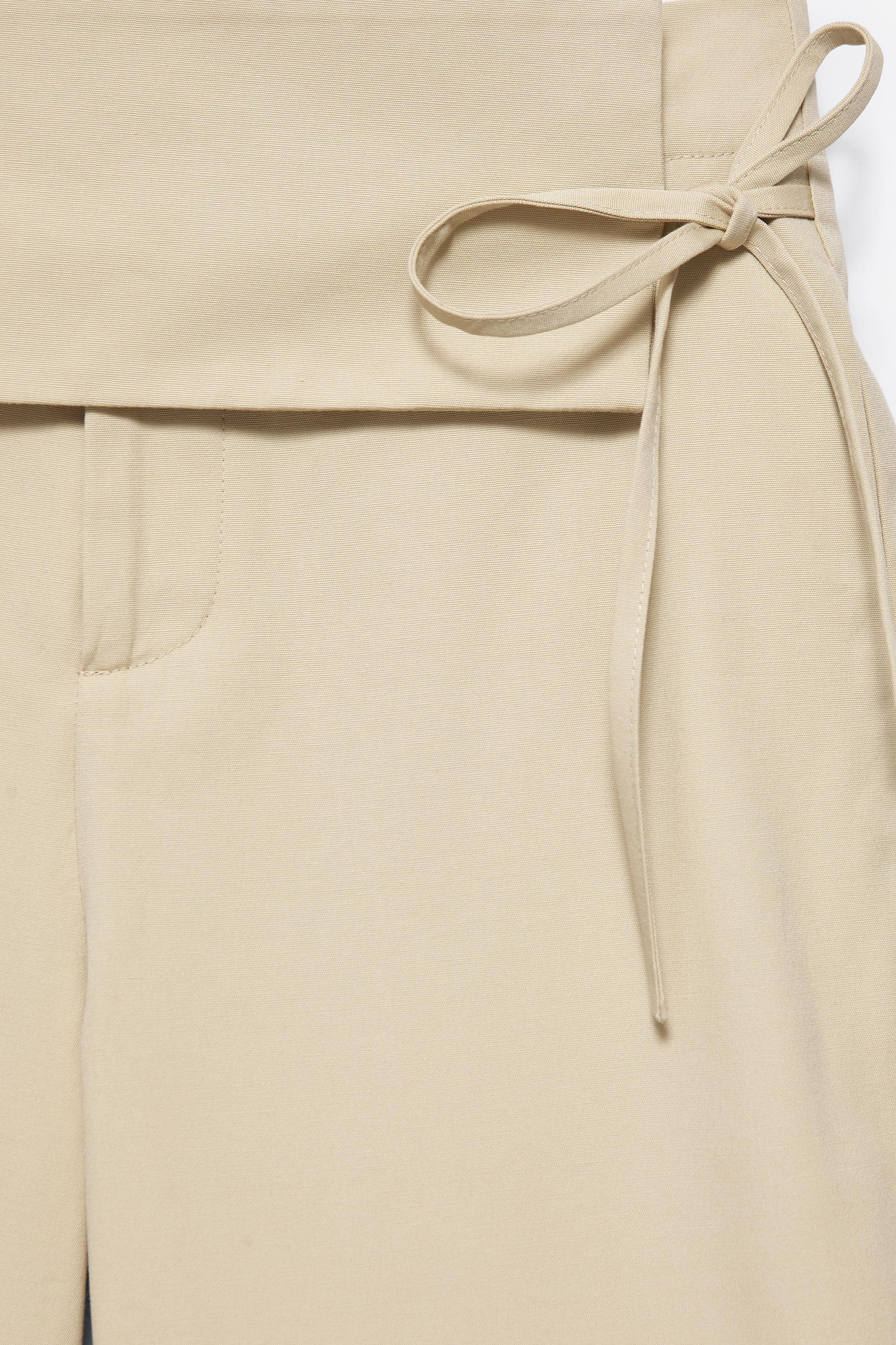 Sash tie culottes — Light camel