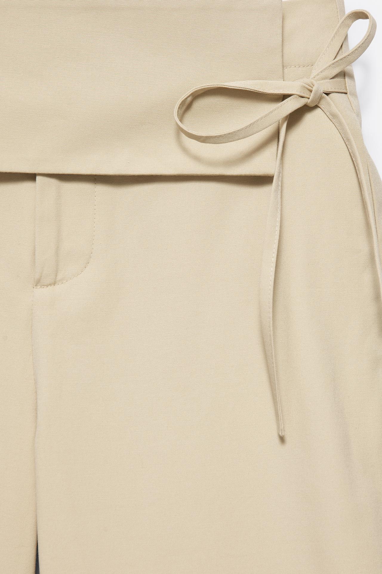Sash tie culottes — Light camel