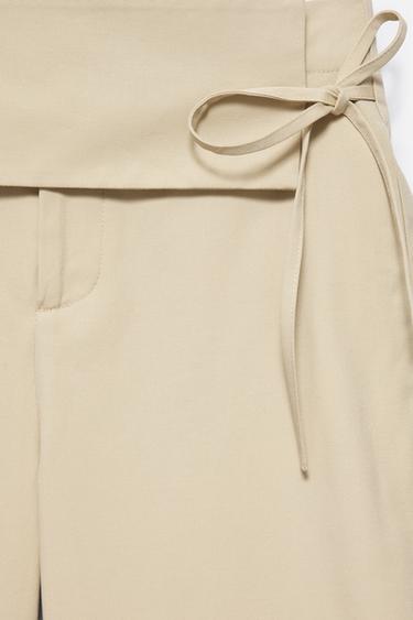 Sash tie culottes — Light camel 8