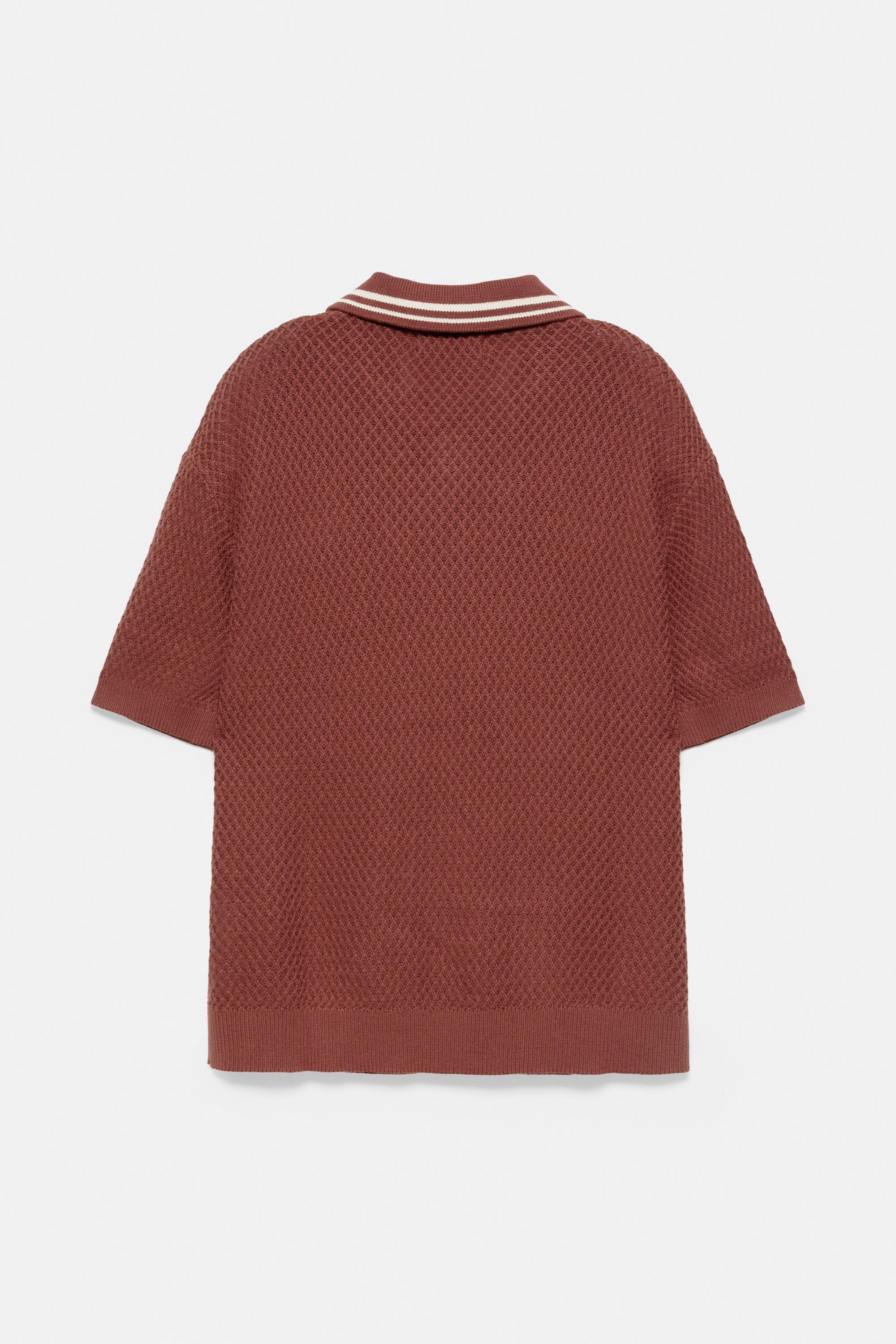 L'île-Rousse graphic knit polo shirt — Burgundy