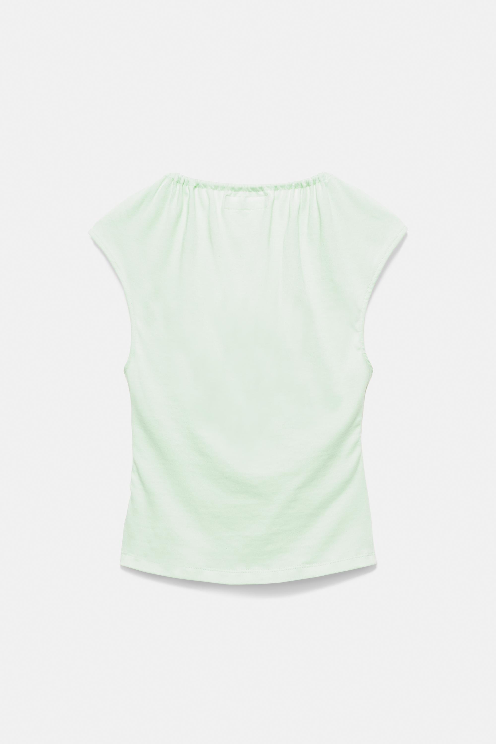 Tie-neck top — Pale green
