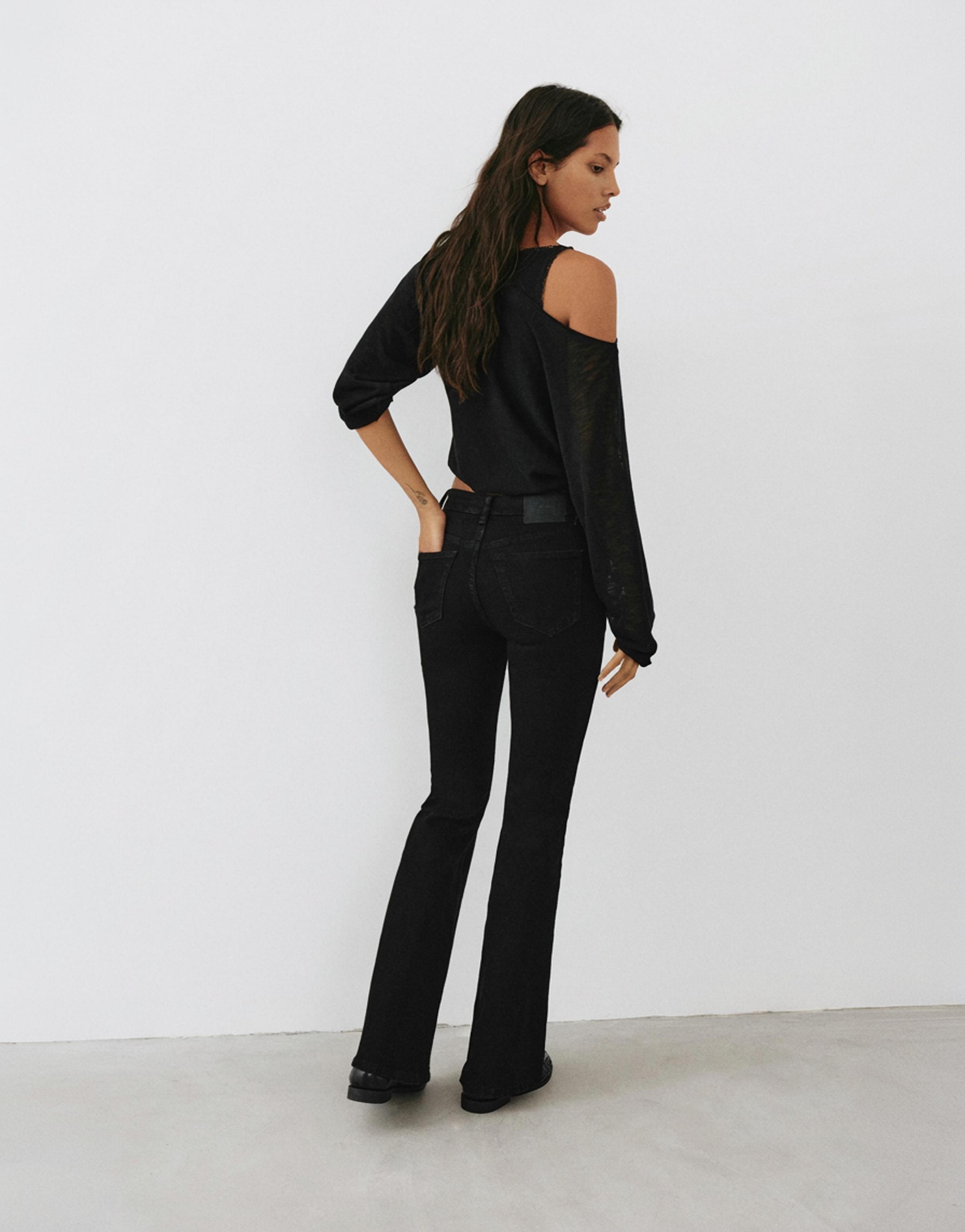 Skinny flared jeans — Black marl