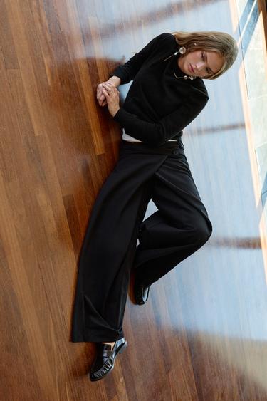 Smart trousers with a crossover waist — Black 3
