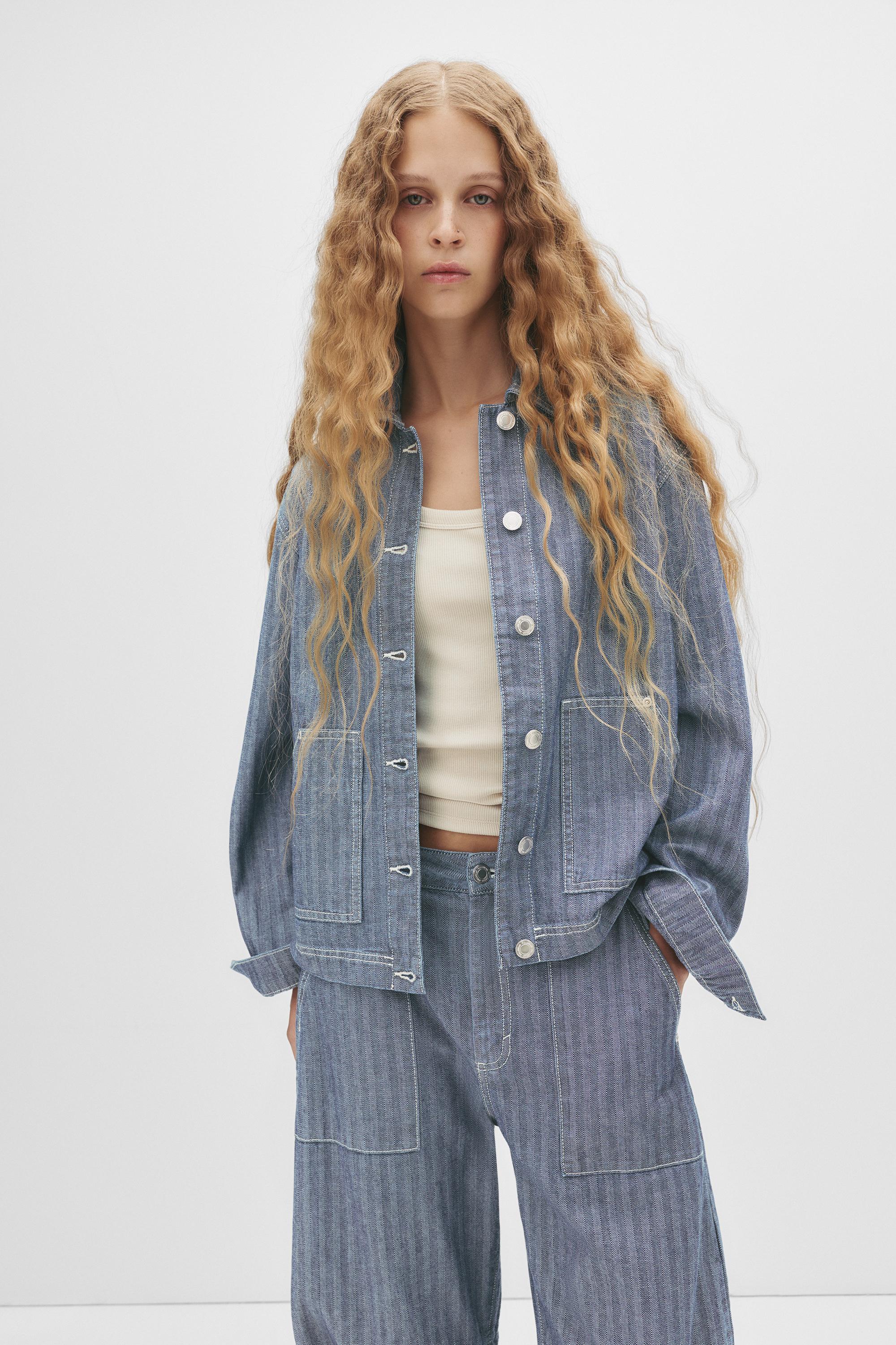 Jeansjacke Gestreift