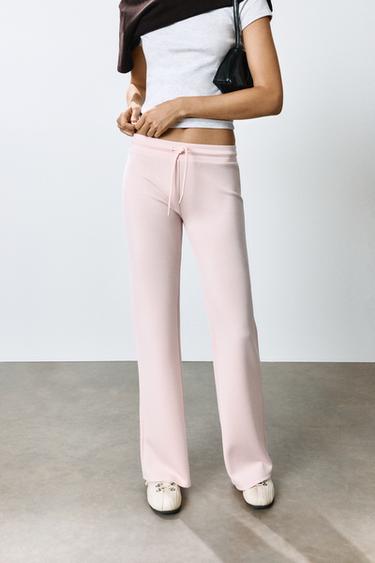Soft-touch flared trousers — Pastel pink 3