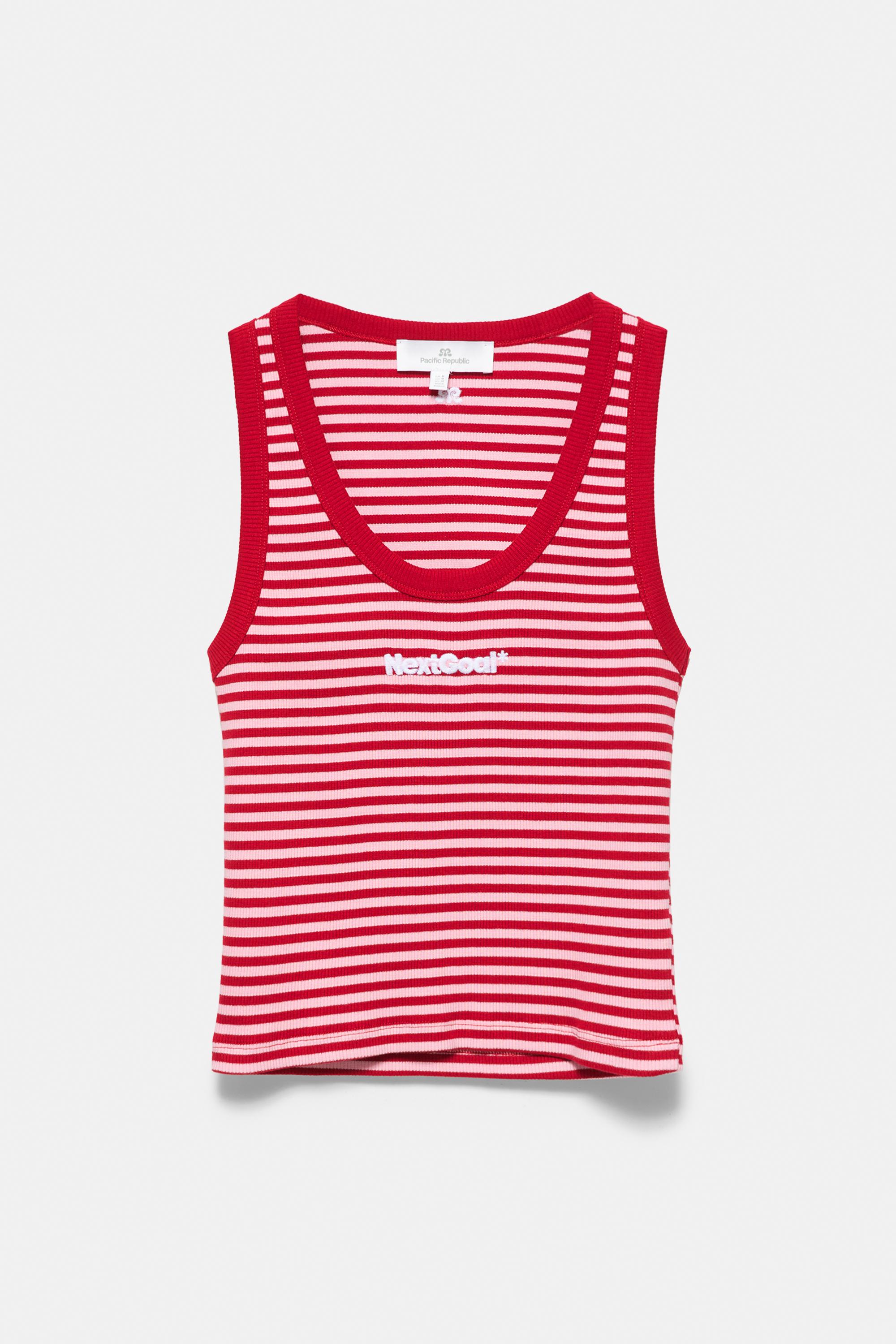 İşlemeli çizgili tank top
