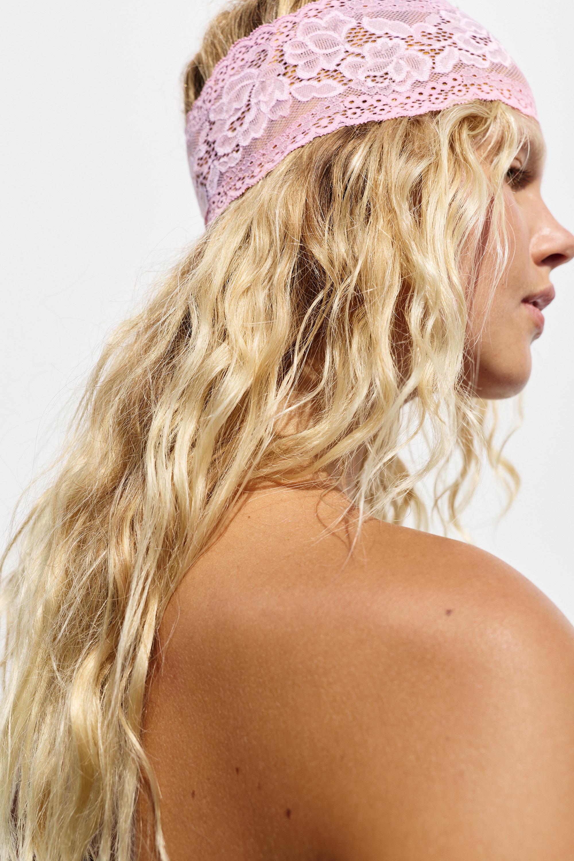 Stretch lace headband — Pink