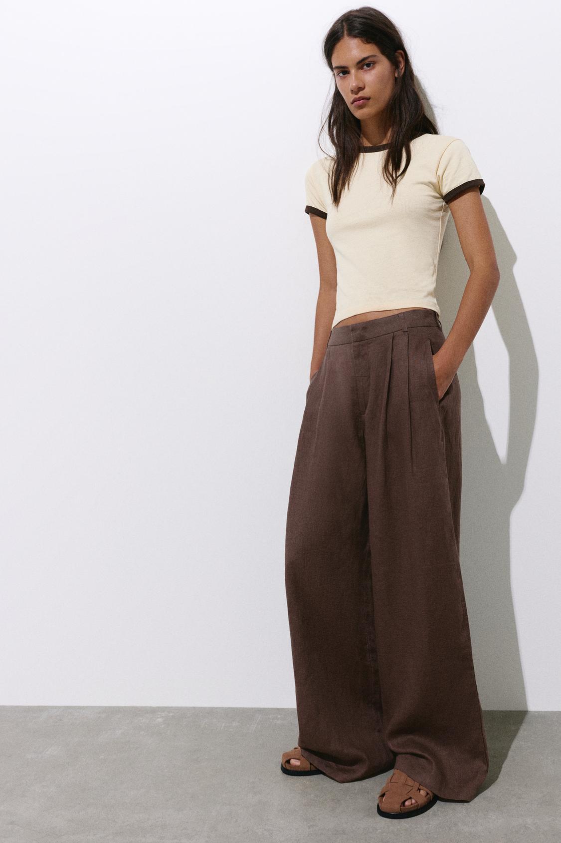 brown plaid dress Women's Careerwear Wide Legged Khaki Pants main image 0