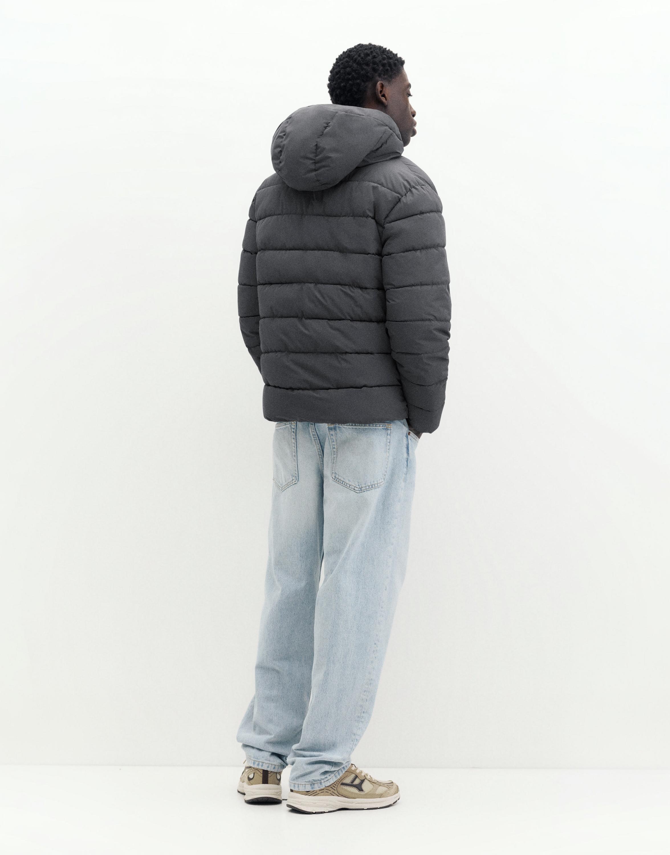 Puffer jacket with hood — Dark grey