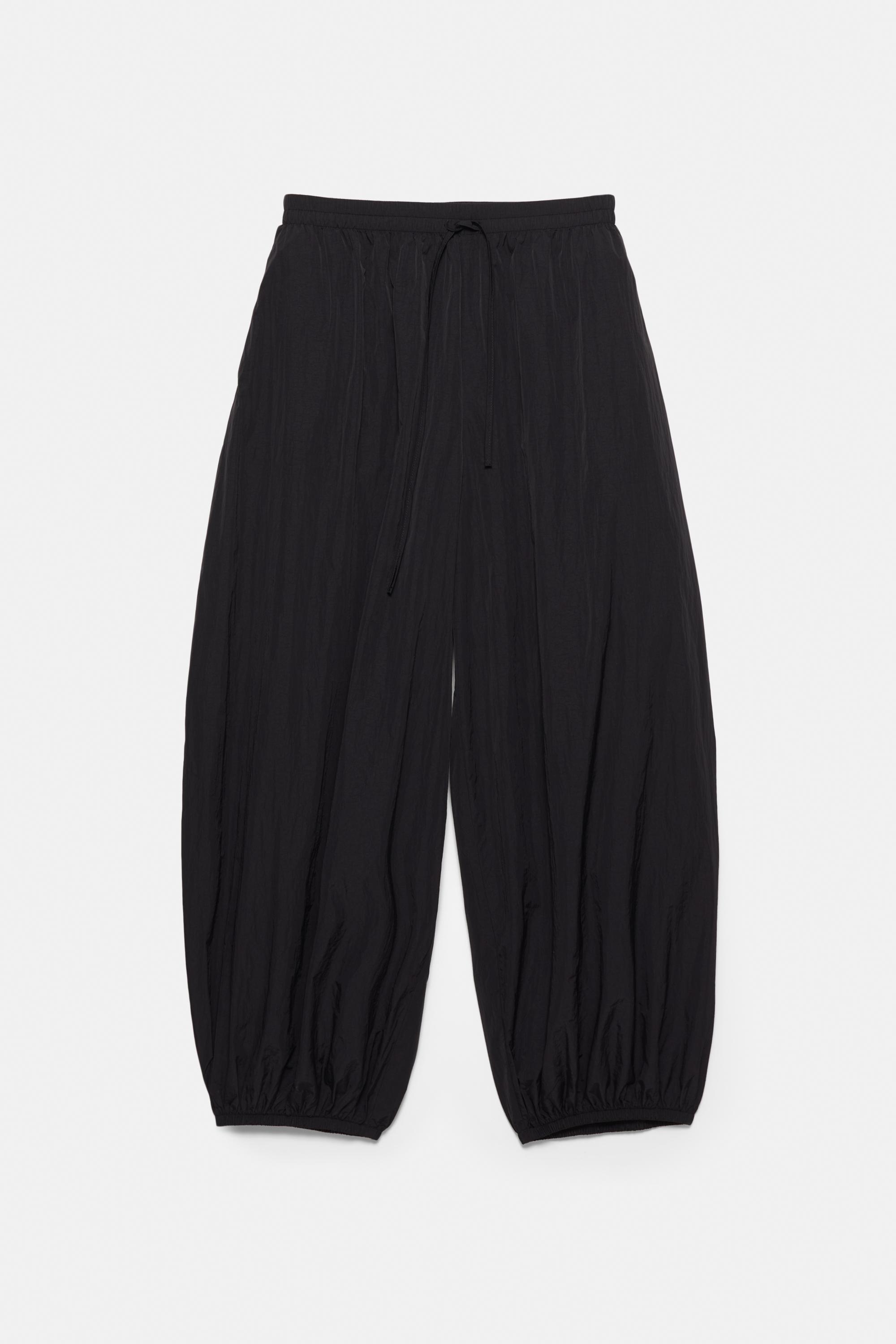 Nylon-effect sarouel trousers — Black