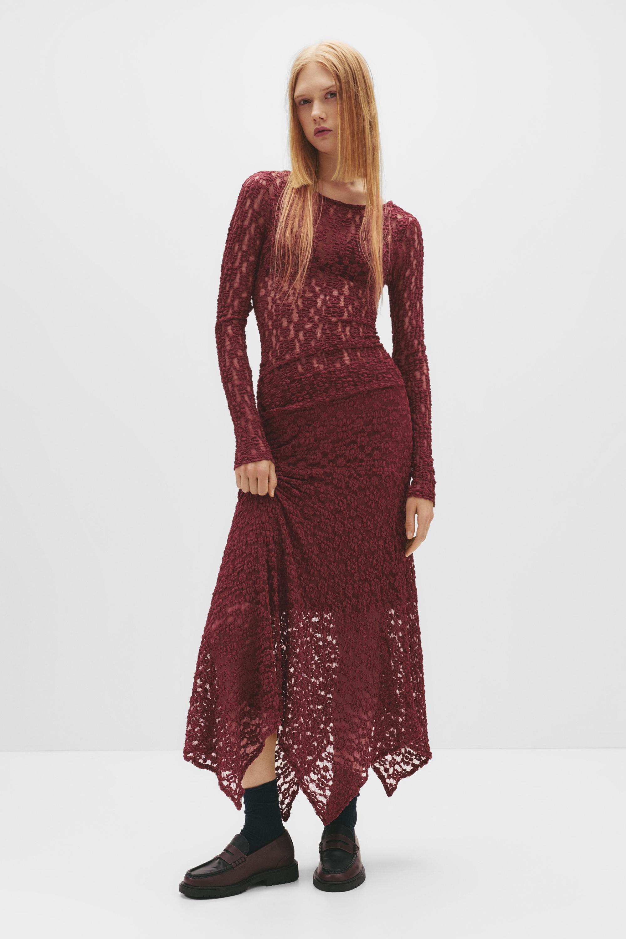 Asymmetrischer Midi-Spitzenrock