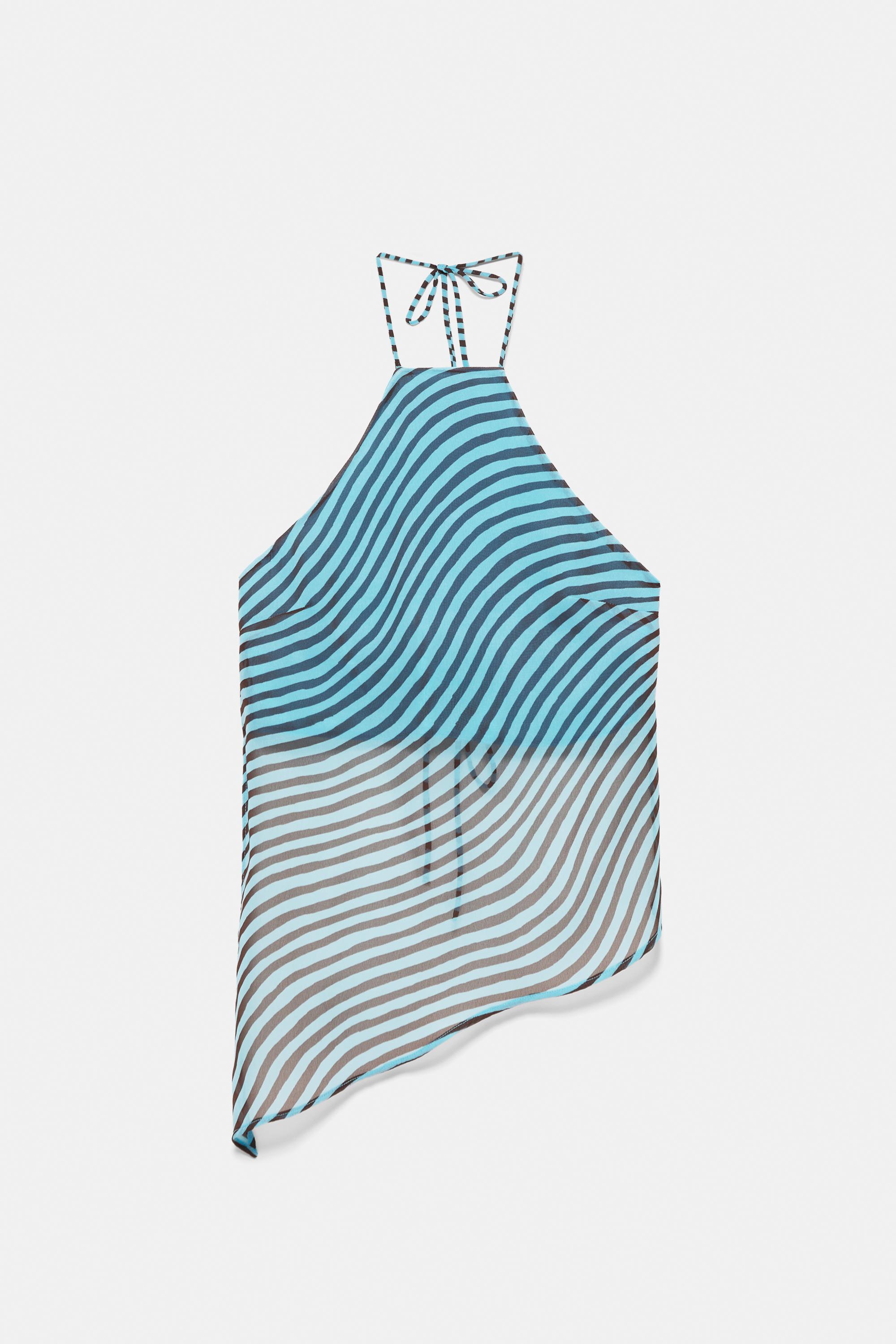 Wavy halter top — Brown/Blue