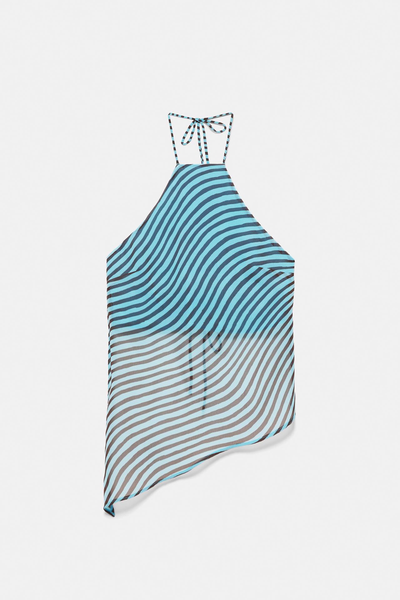 Wavy halter top — Brown/Blue