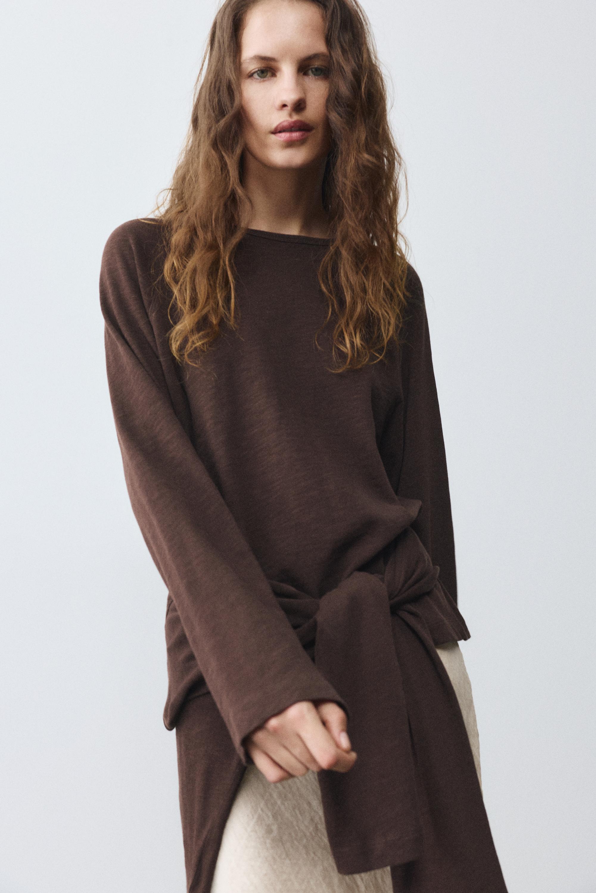 Long sleeve raglan T-shirt — Brown