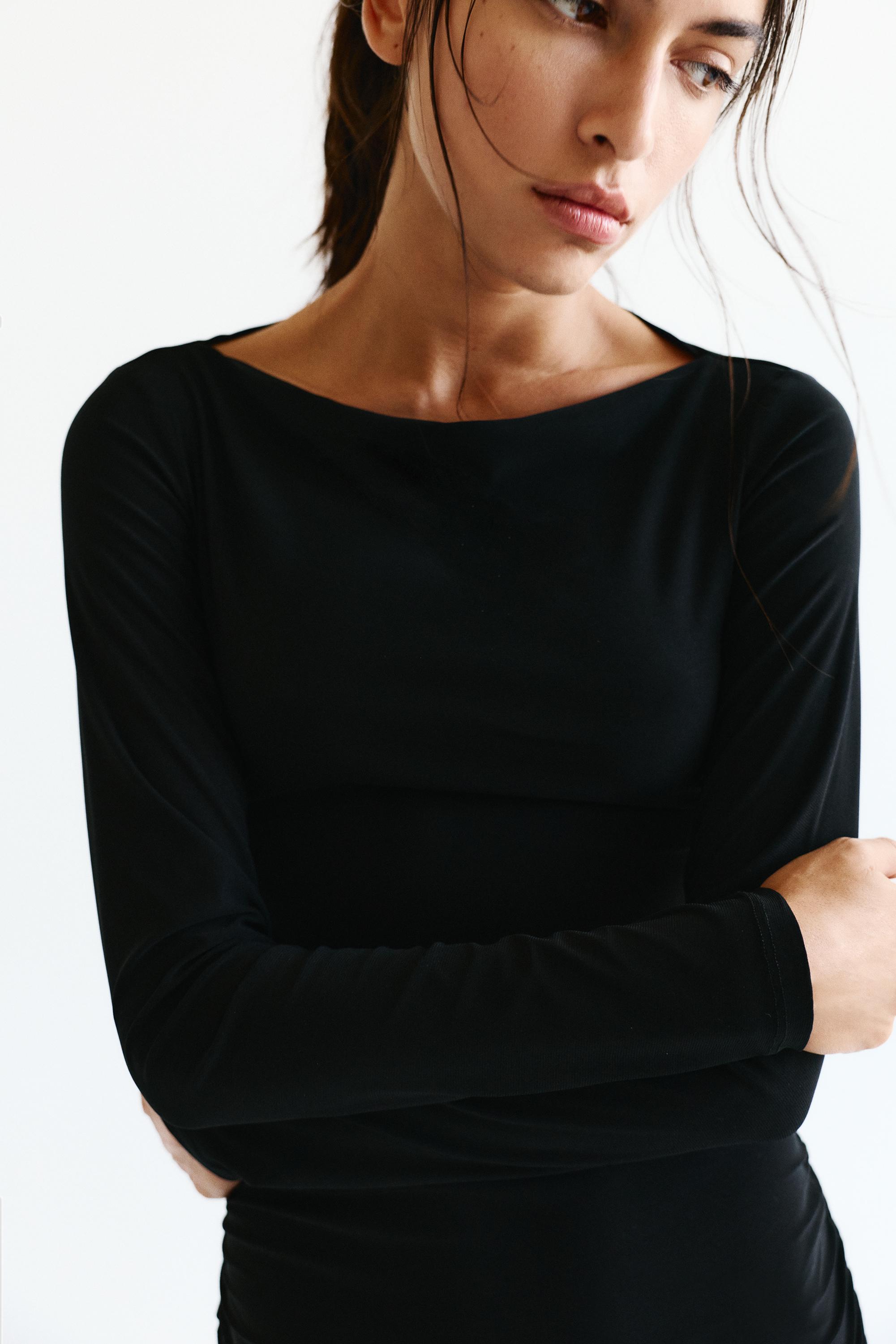 Gathered short dress — Black