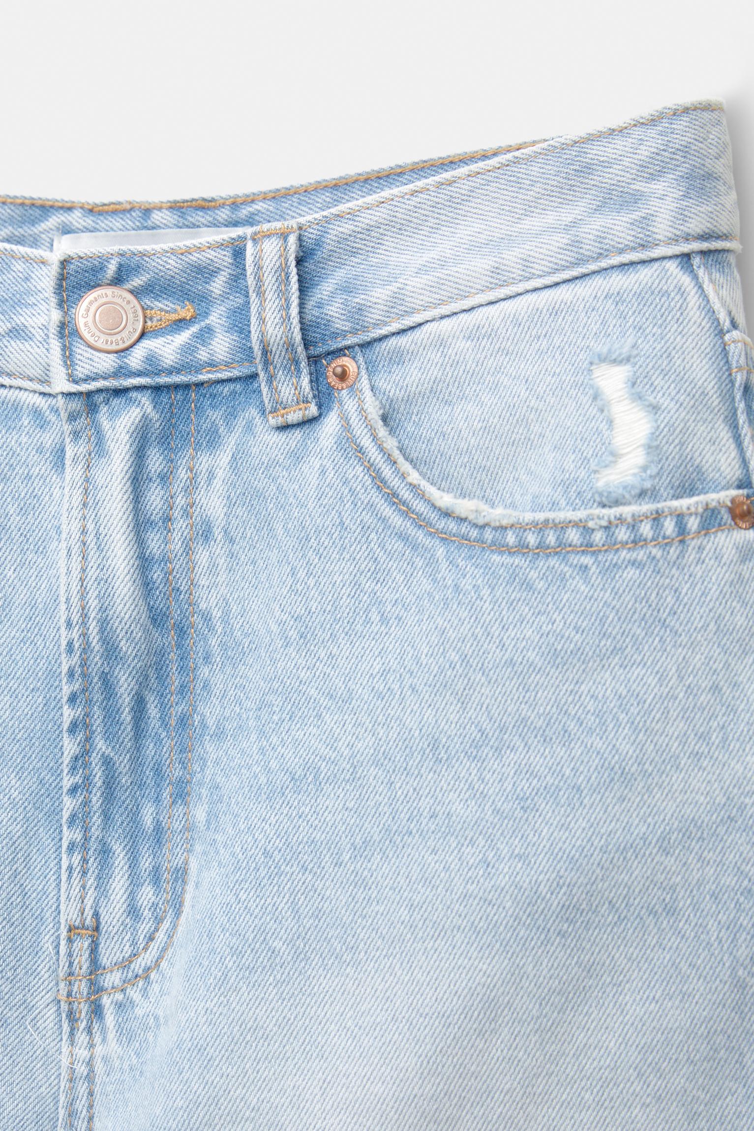 Denim turn-up mom shorts — Pale blue