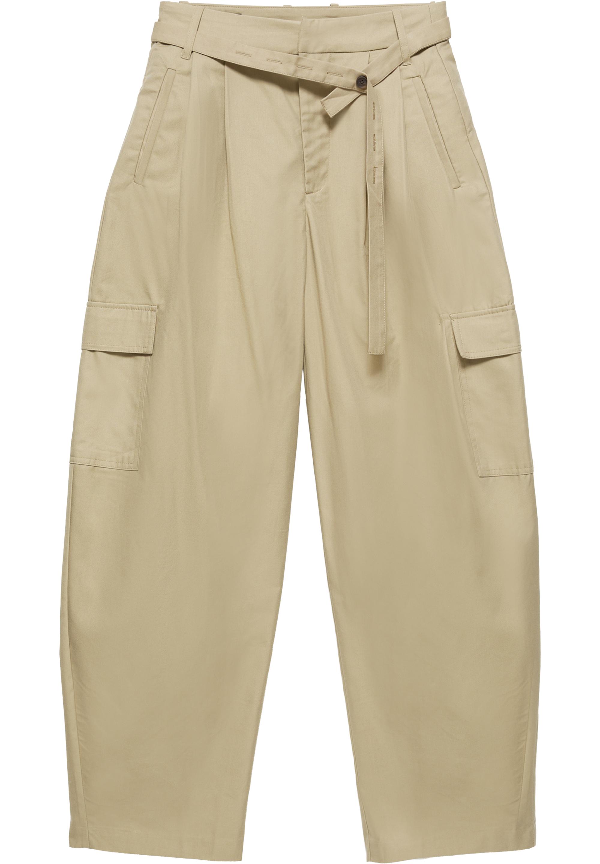 Belted cargo trousers — Dark camel