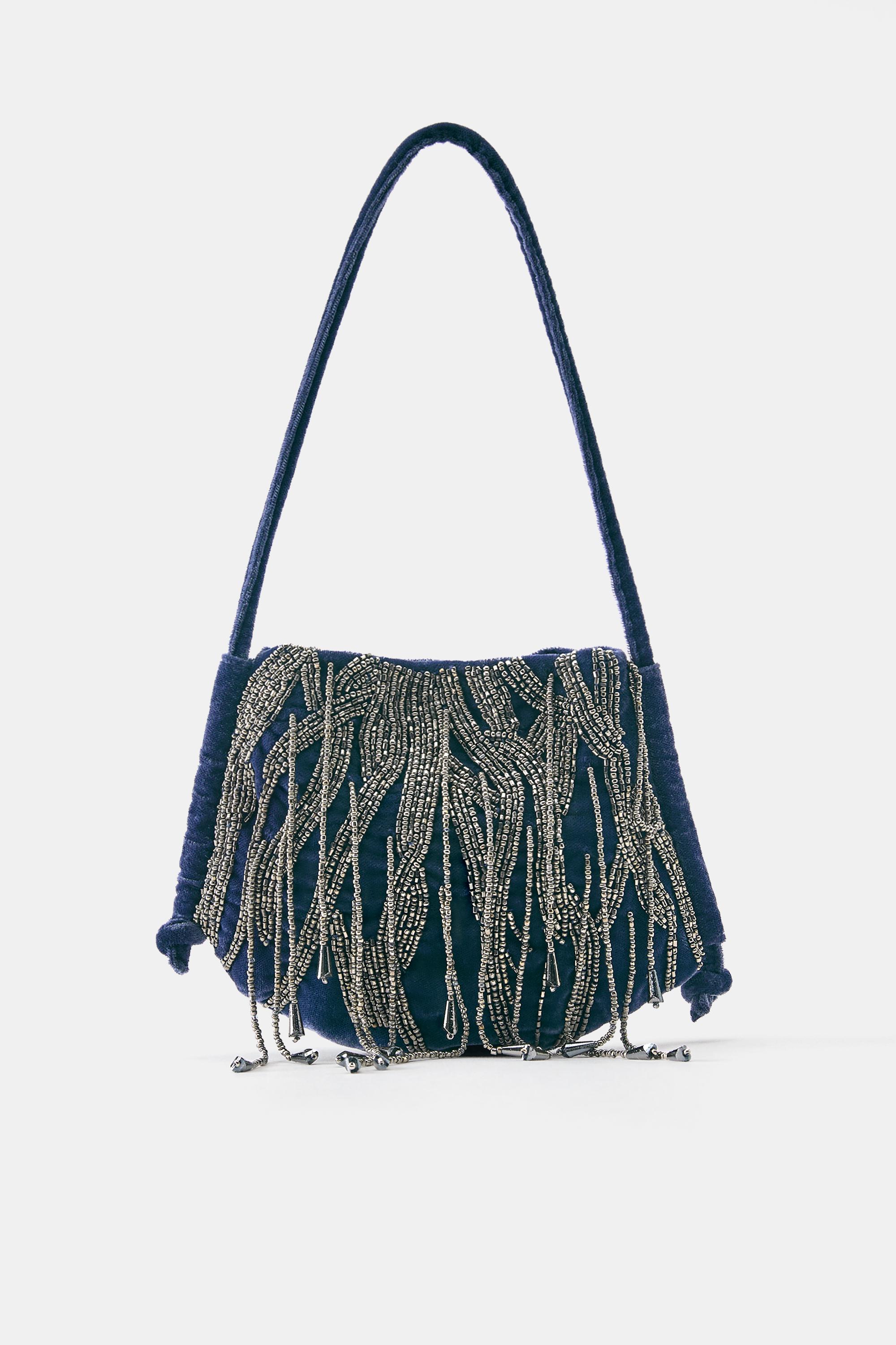 Bolso de hombro terciopelo abalorios