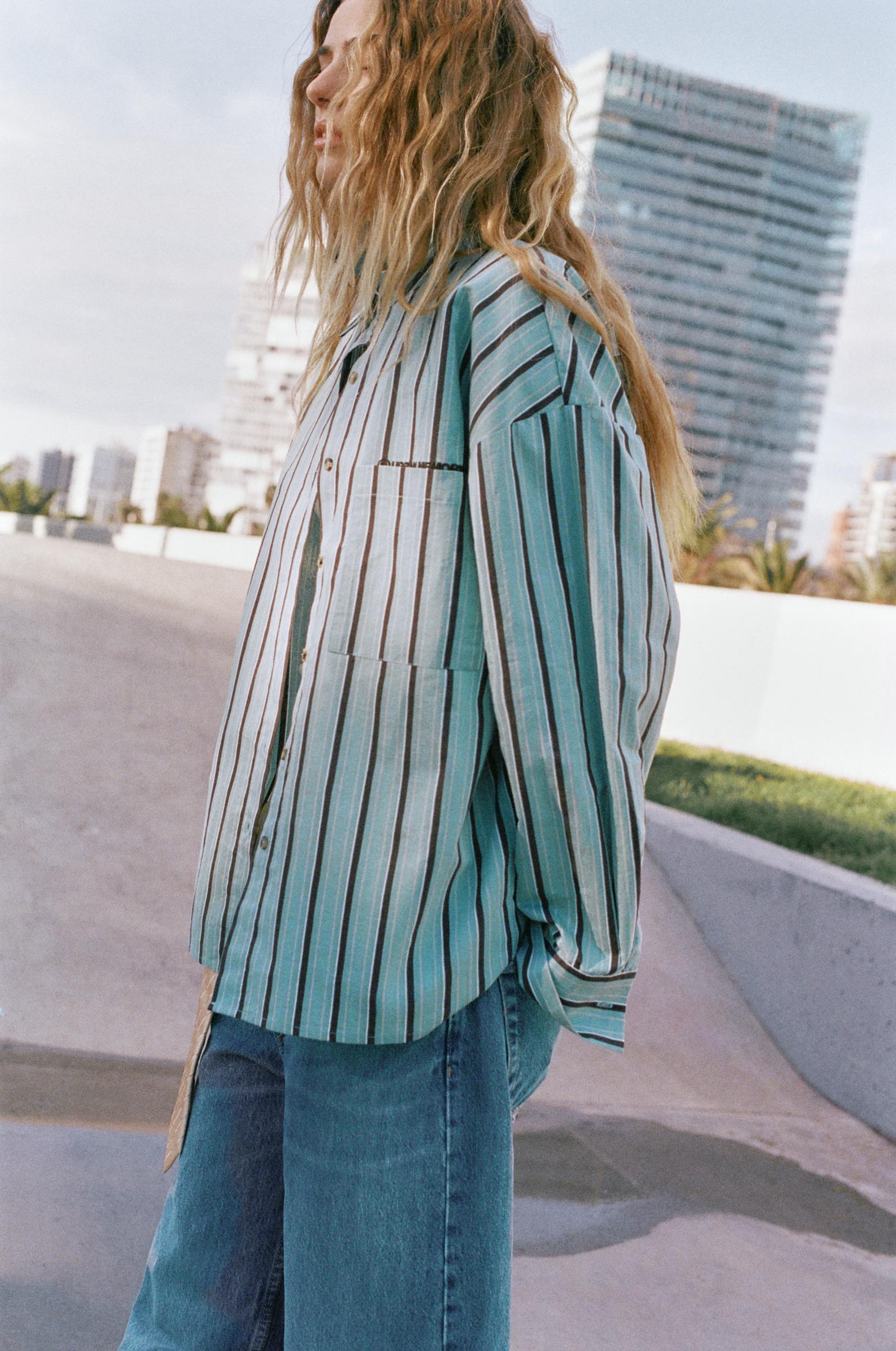 Camicia A Righe Con Taschino