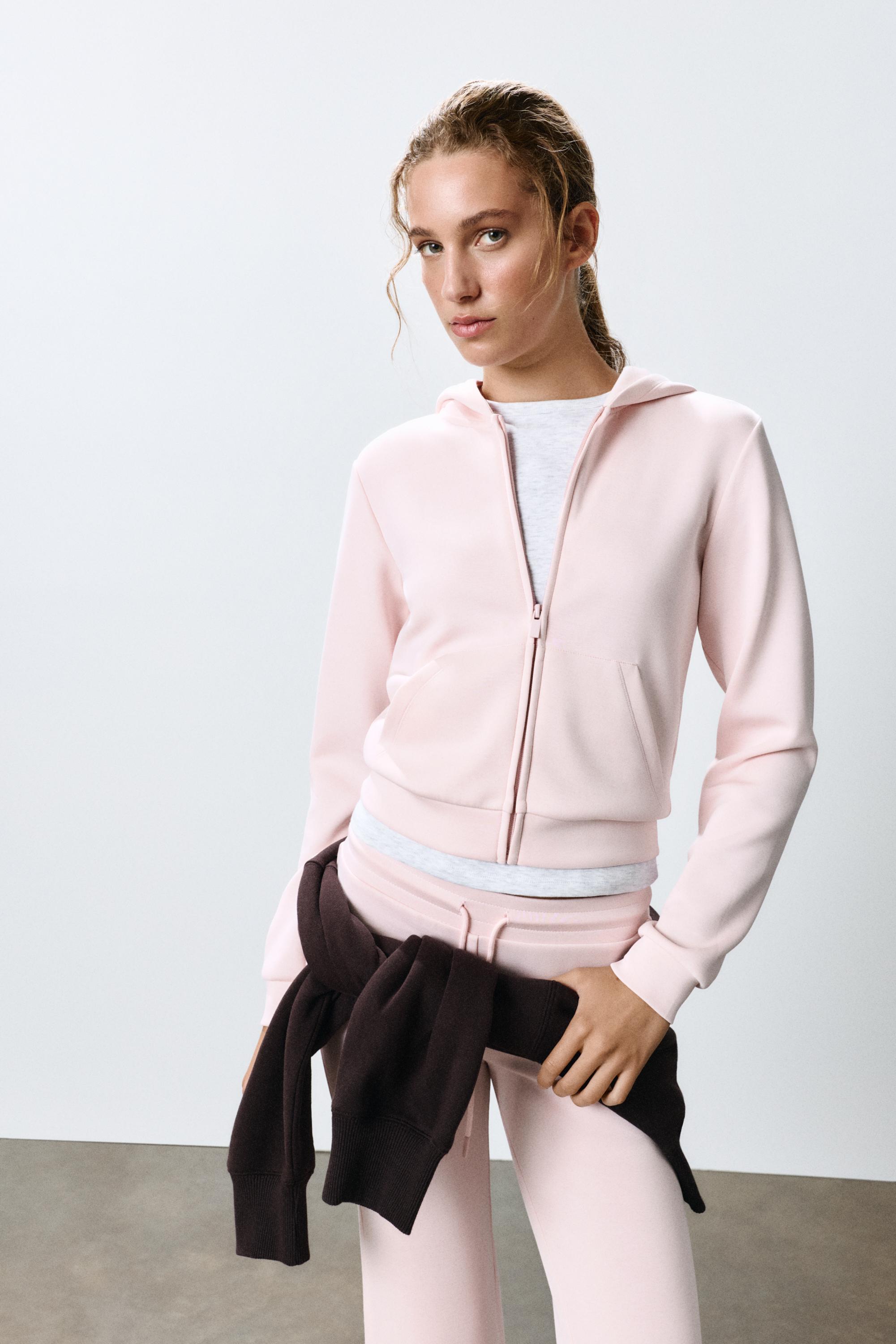 Zip-up hooded sweatshirt — Pastel pink