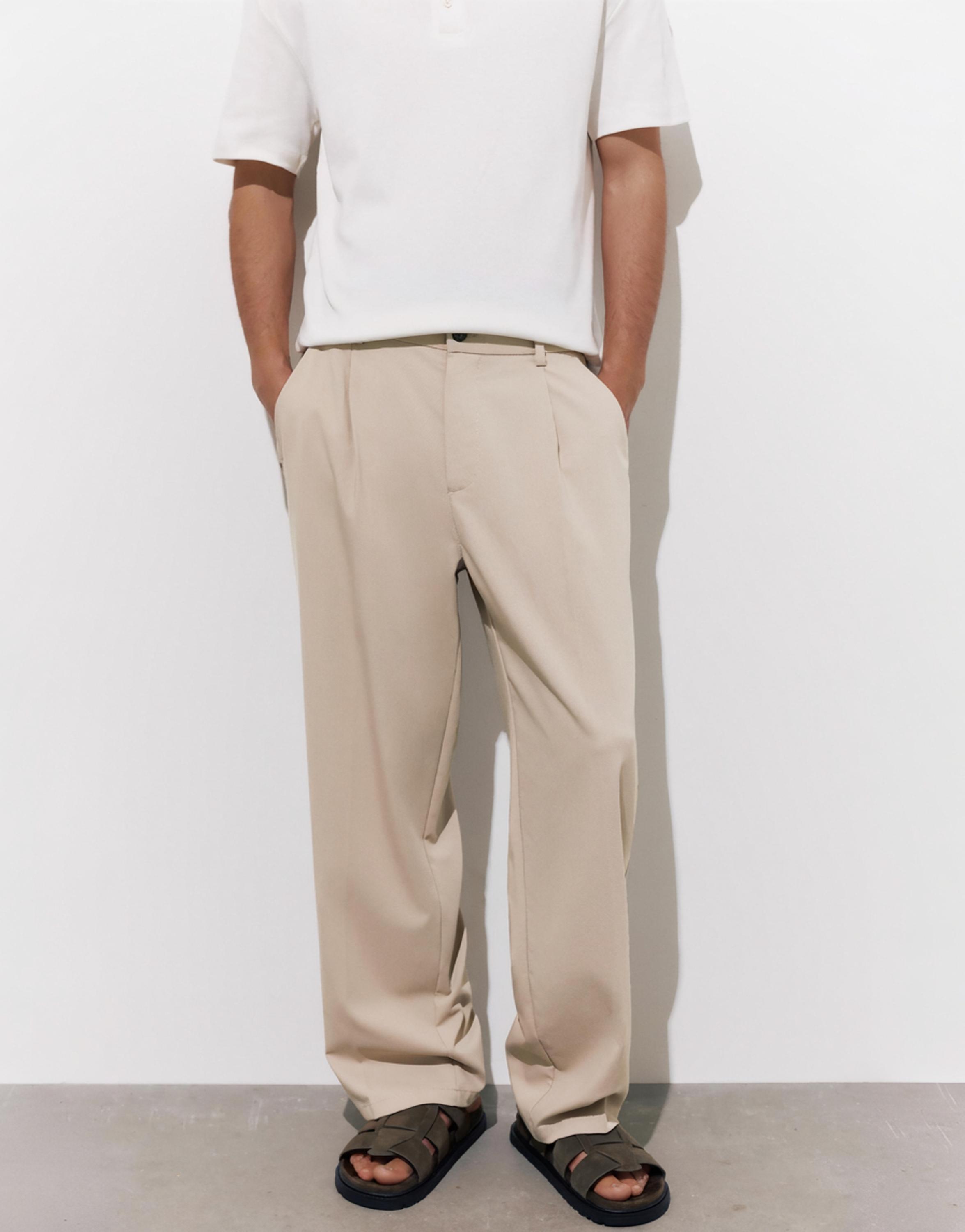 Pull&Bear Geniş paça tailored fit pantolon görsel 8