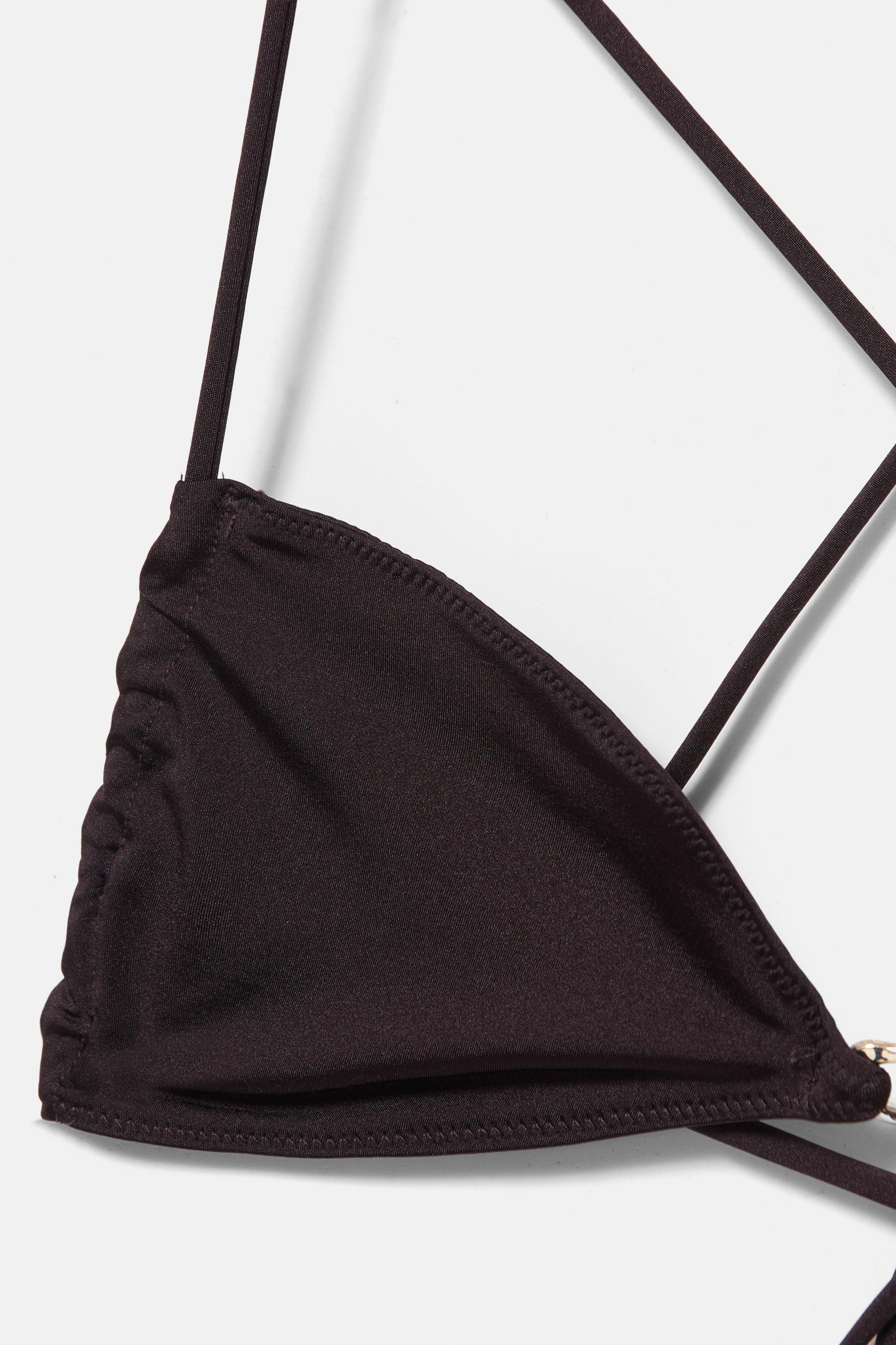 Bikini top with appliqués — Brown