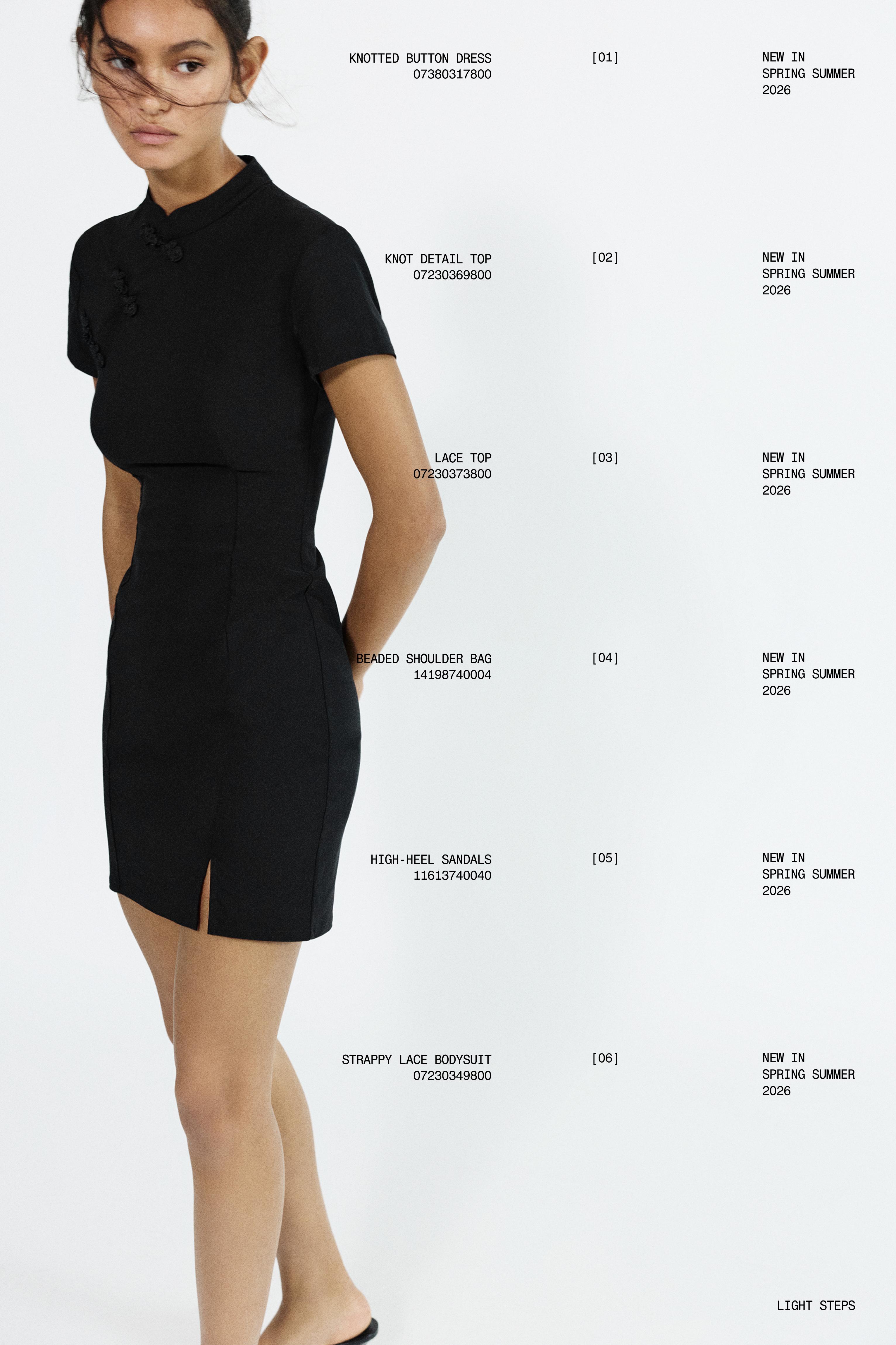 Short dress with knot buttons — Black