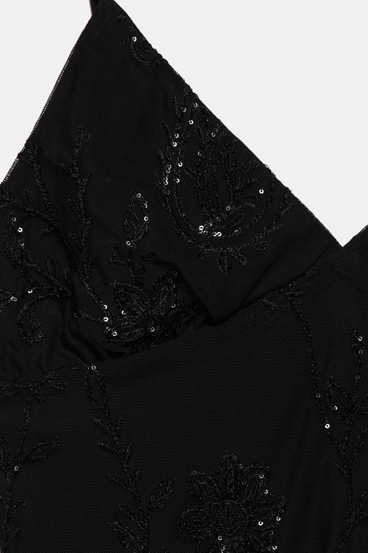 Short sequinned strappy dress — Black