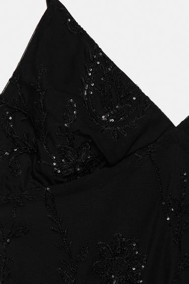 Short sequinned strappy dress — Black 7