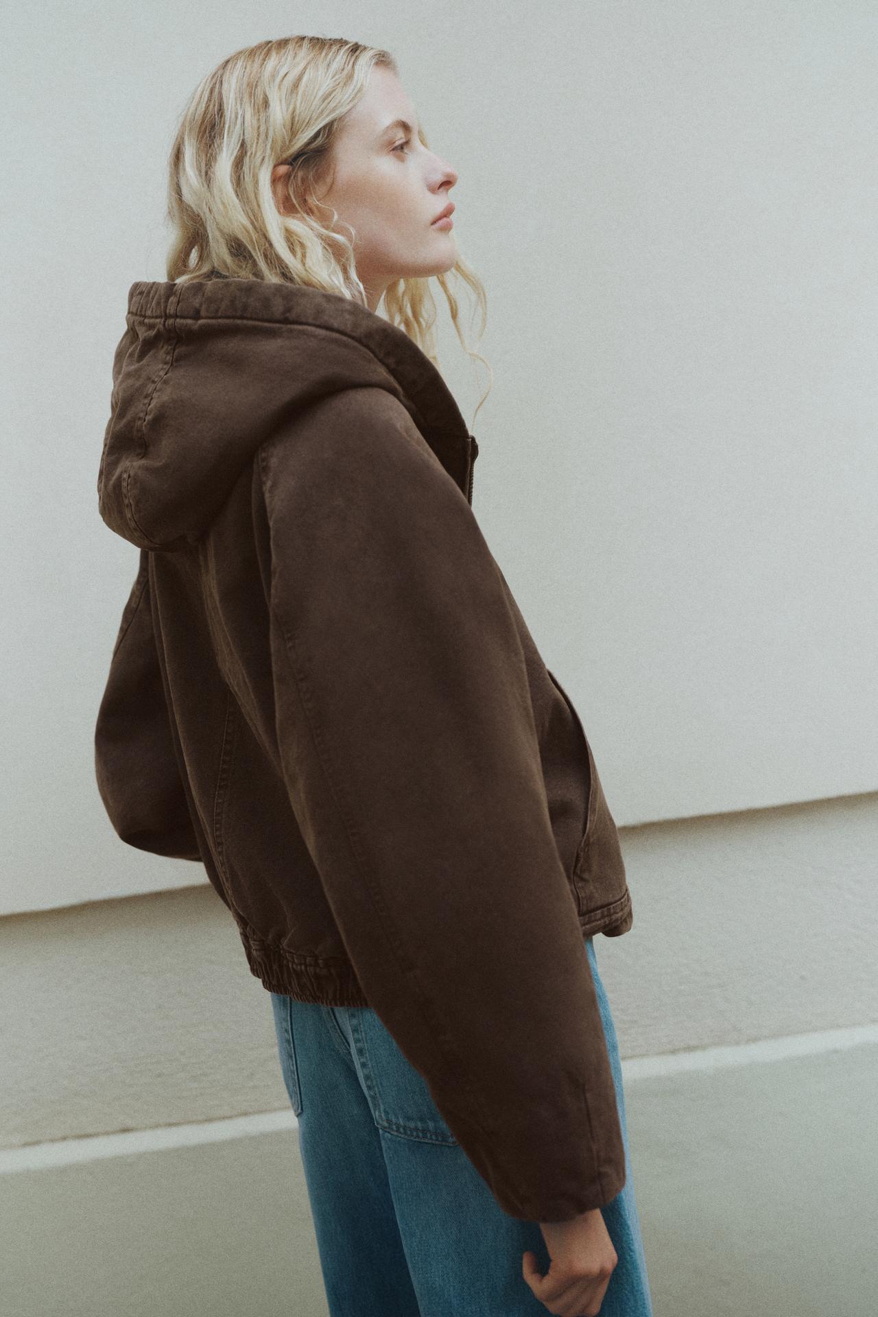 Jacket with hood — Brown