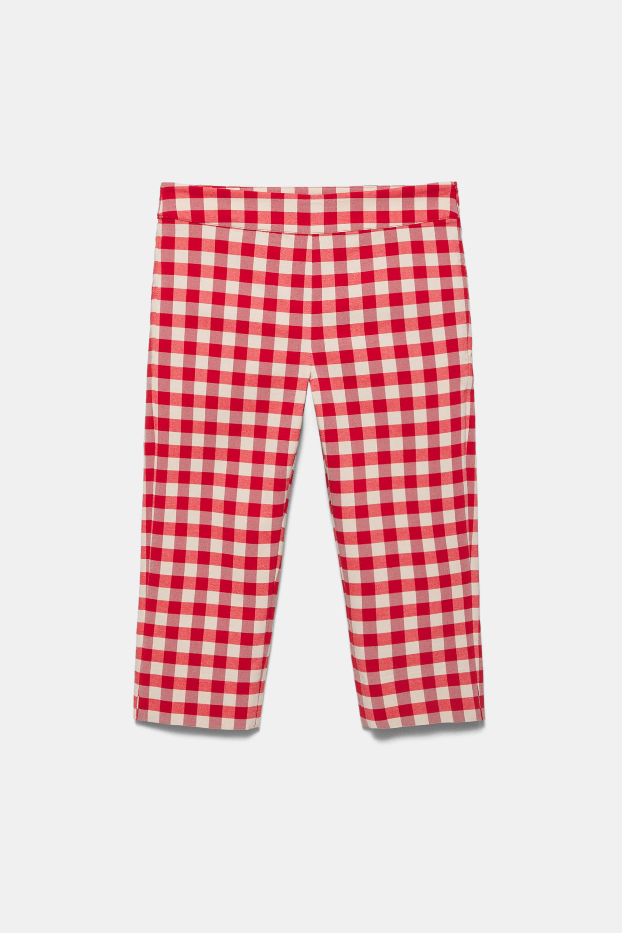 Gingham check capris — Red/White