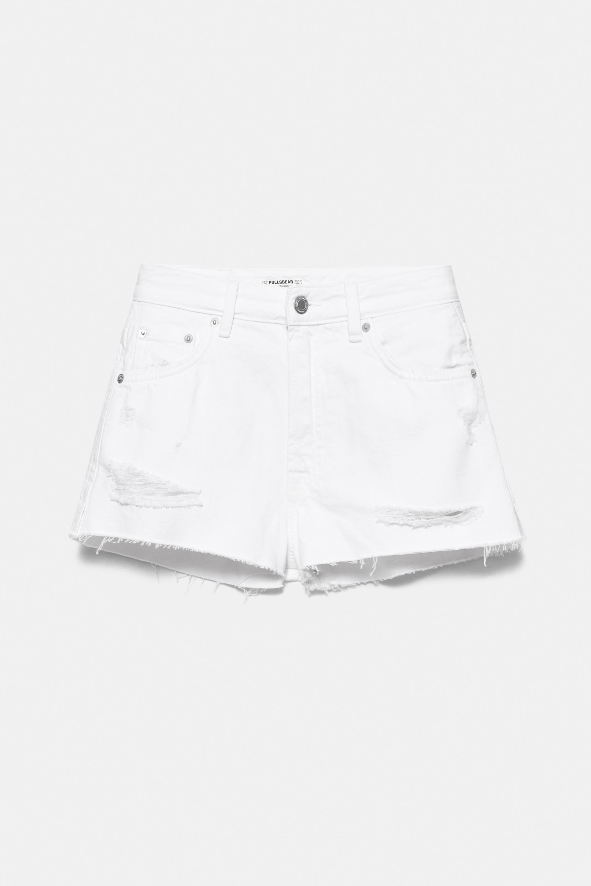 Mom fit ripped denim shorts — White