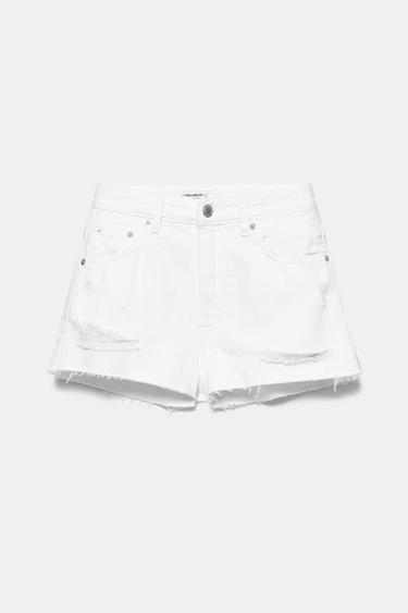 Mom fit ripped denim shorts — White 4