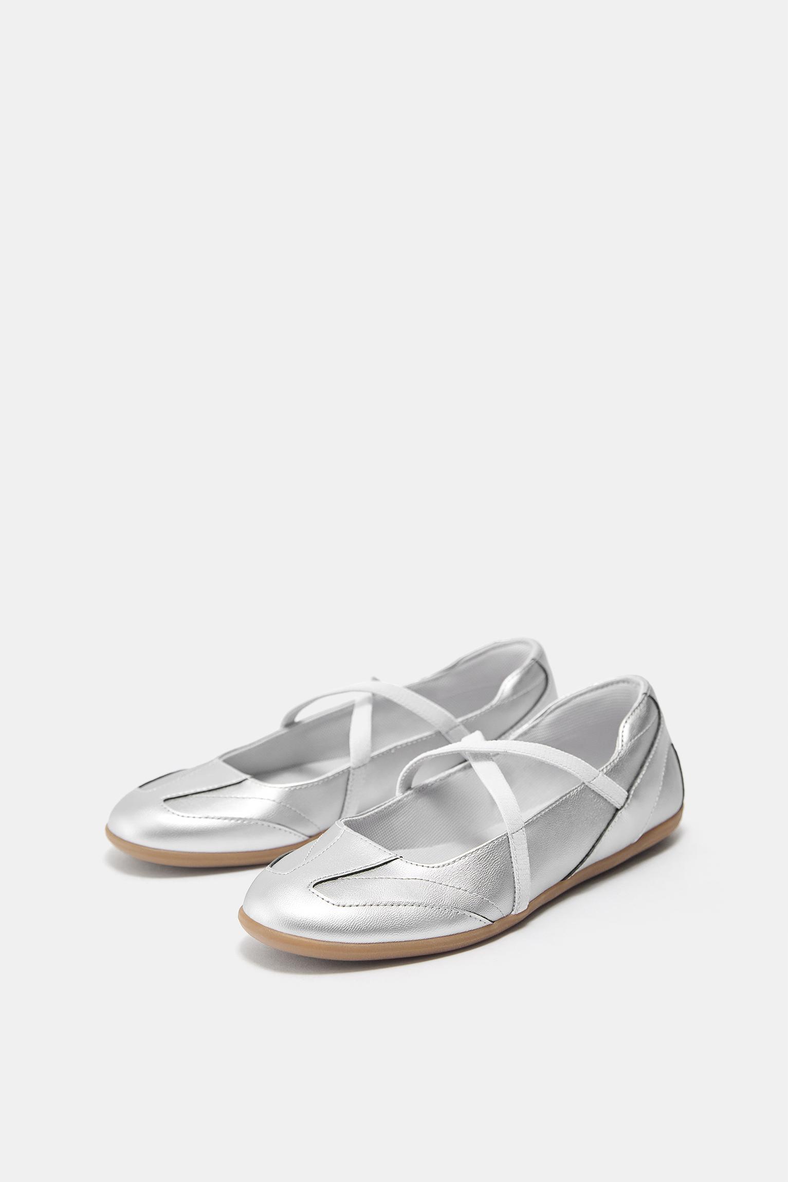 Metallic sports ballet flats — Silver