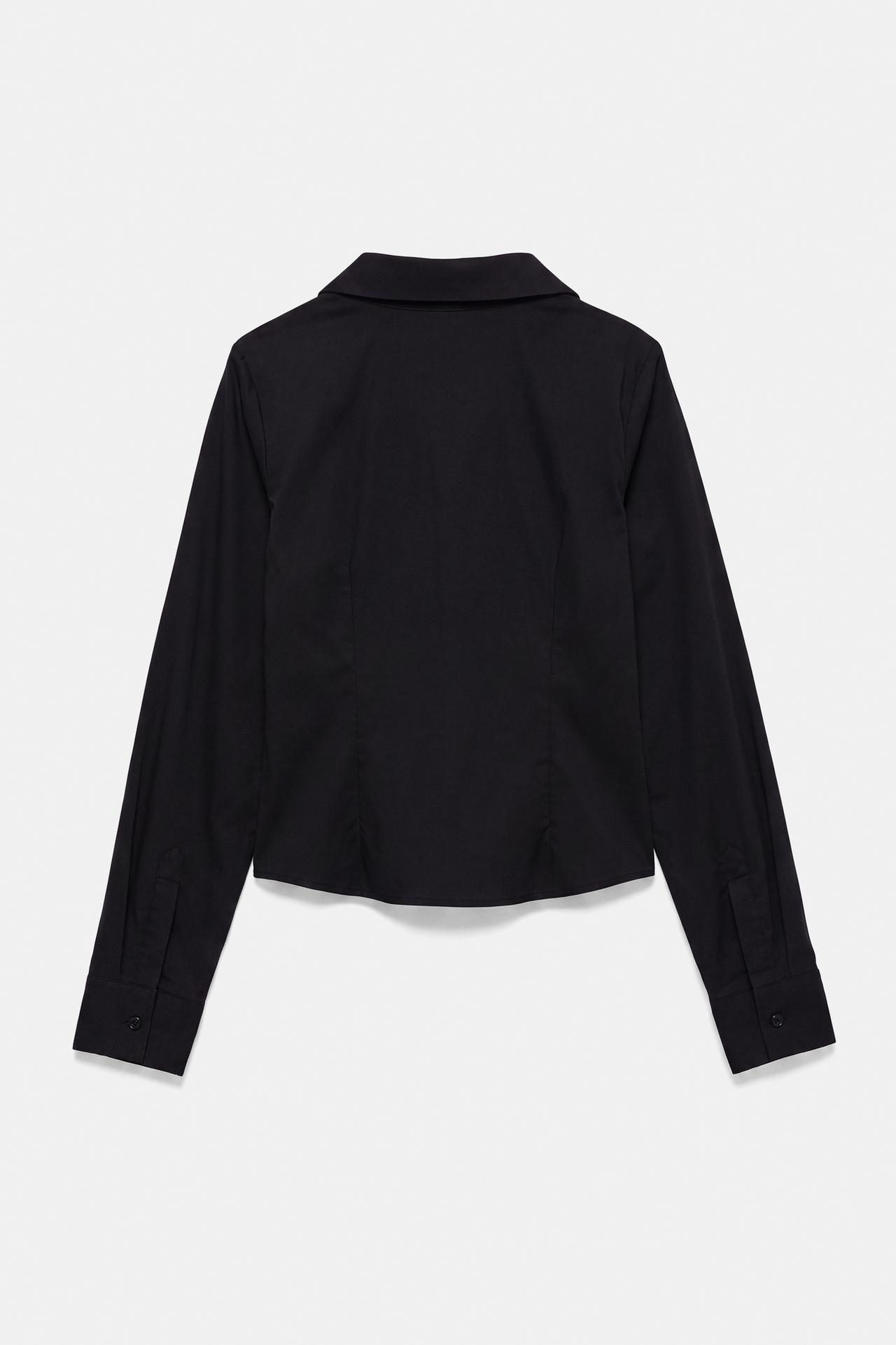 Fitted wide-cuff shirt — Black