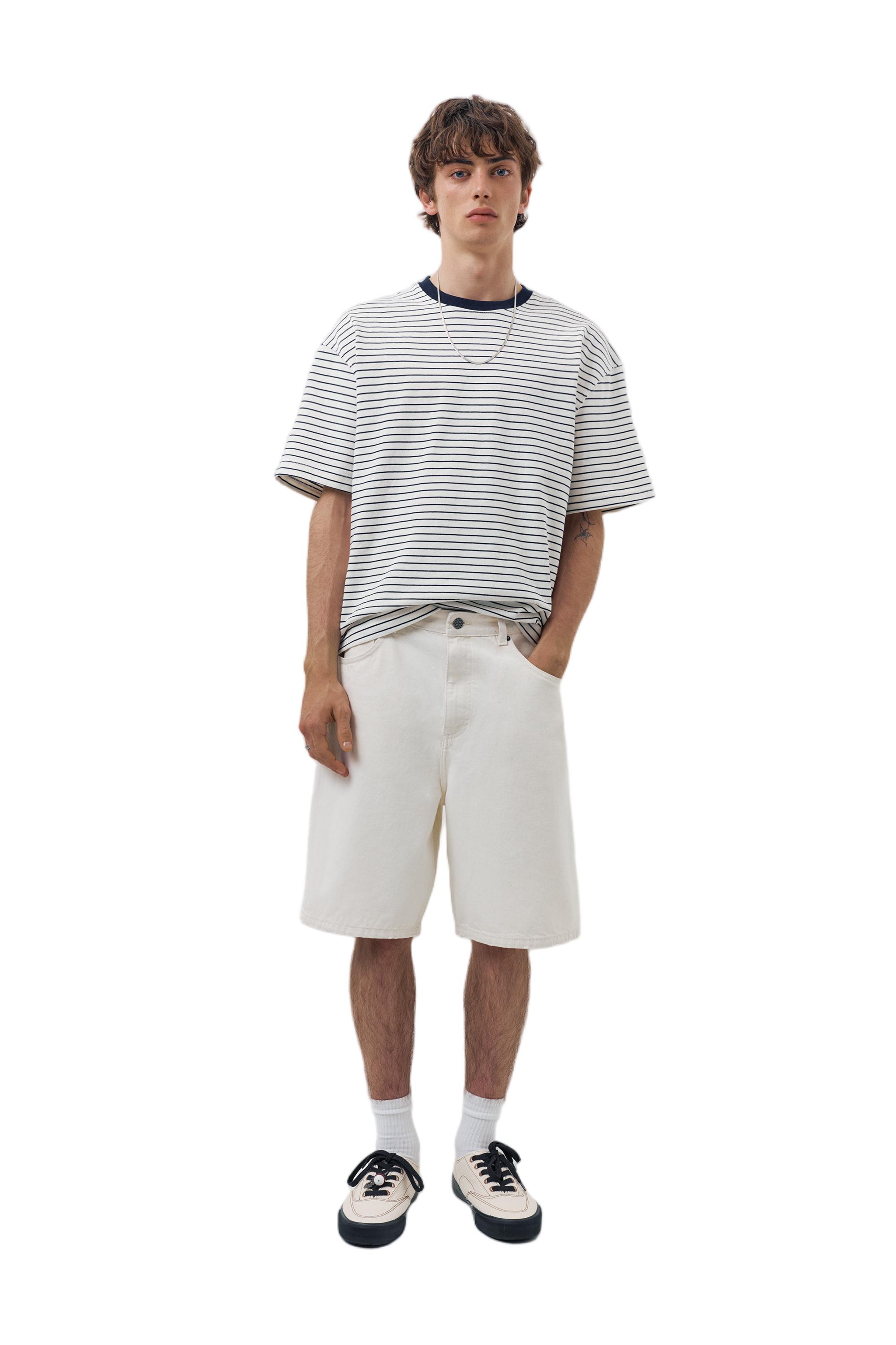 Baggy denim Bermuda shorts — Ecru