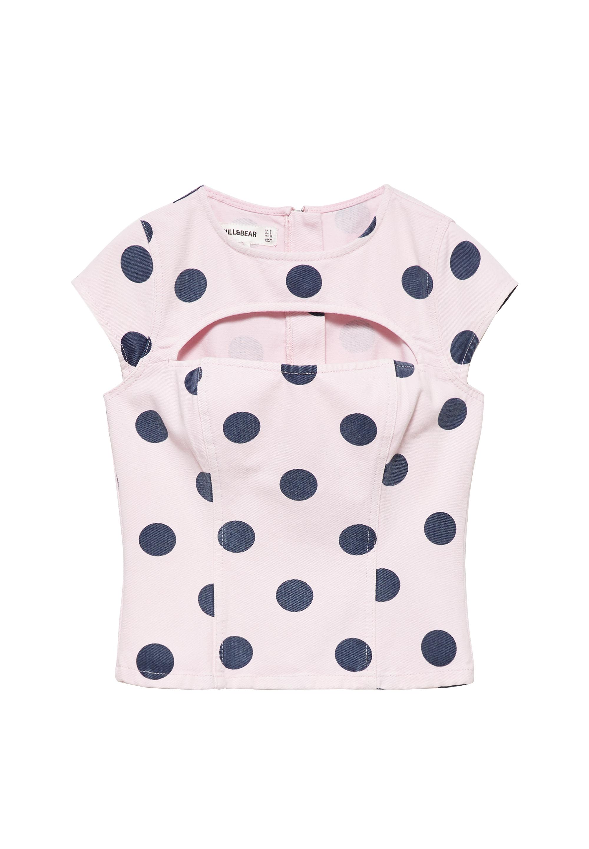 Polka dot cut-out top — Pink