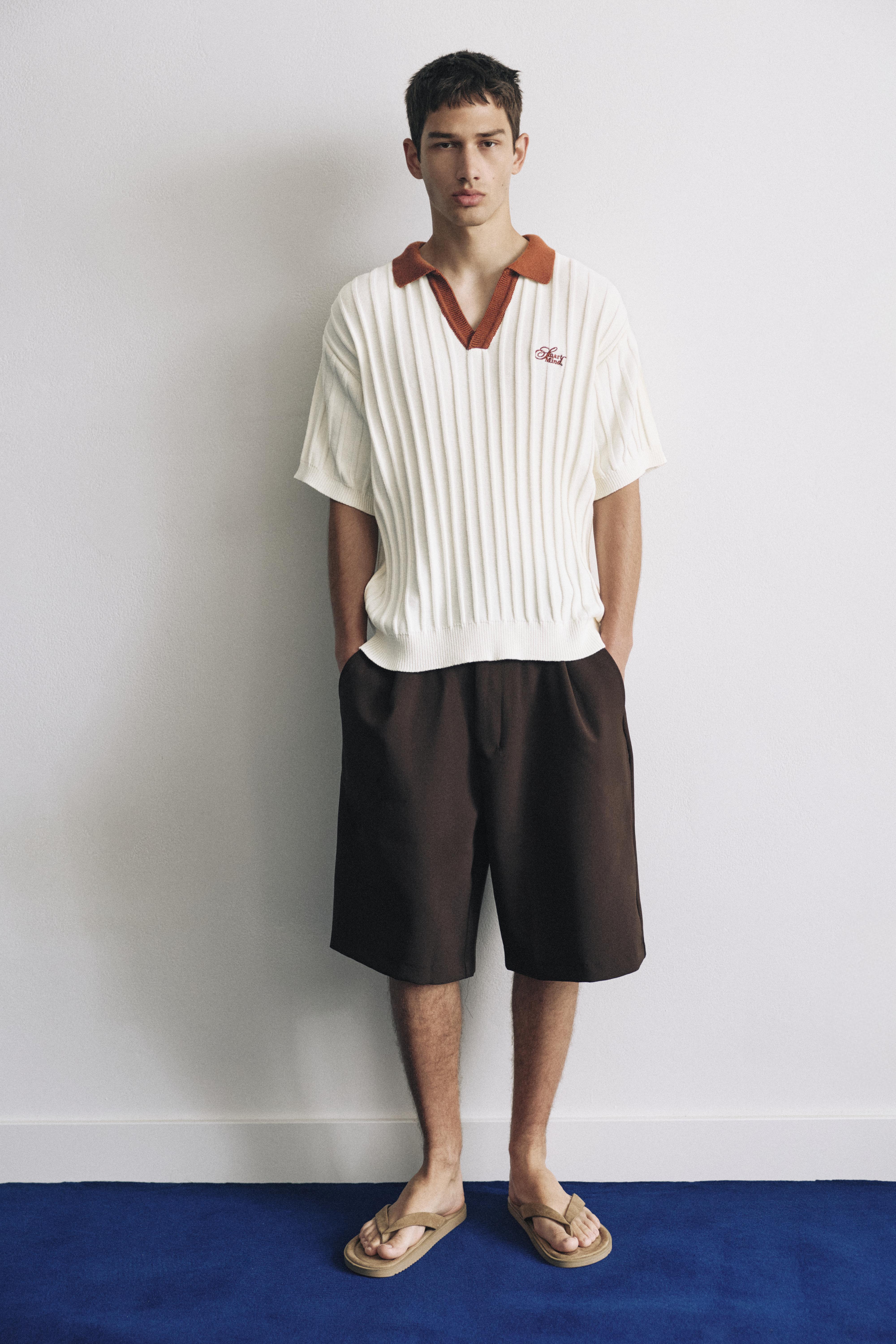 Contrast collar polo shirt — Off white