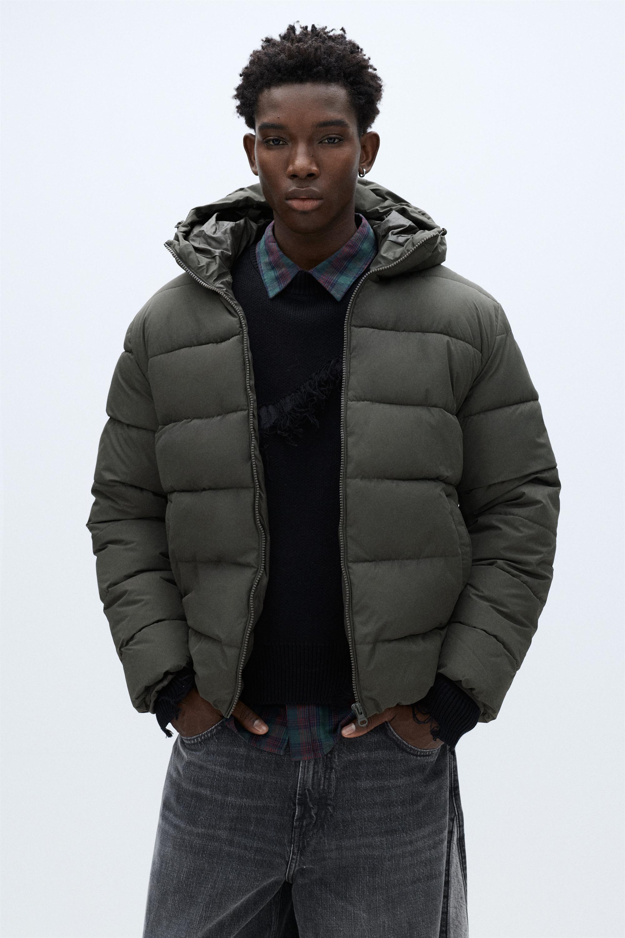 Lightweight puffer jacket with hood — Anthracite grey