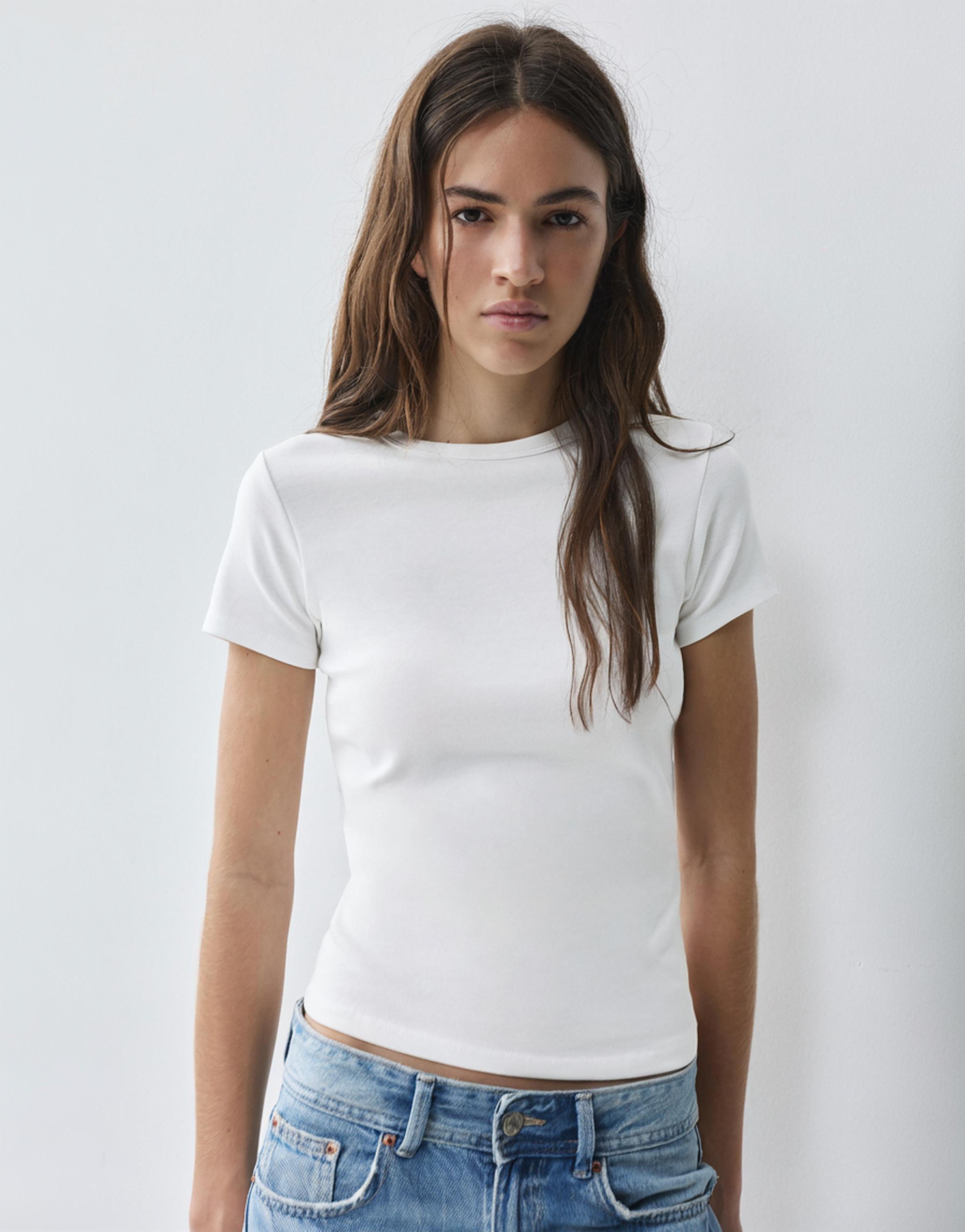 Fitted short sleeve T-shirt — White