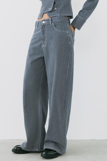 Low-rise striped baggy jeans — Dark blue 2