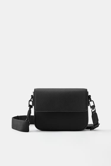 Rubberised textured crossbody bag — Black 1