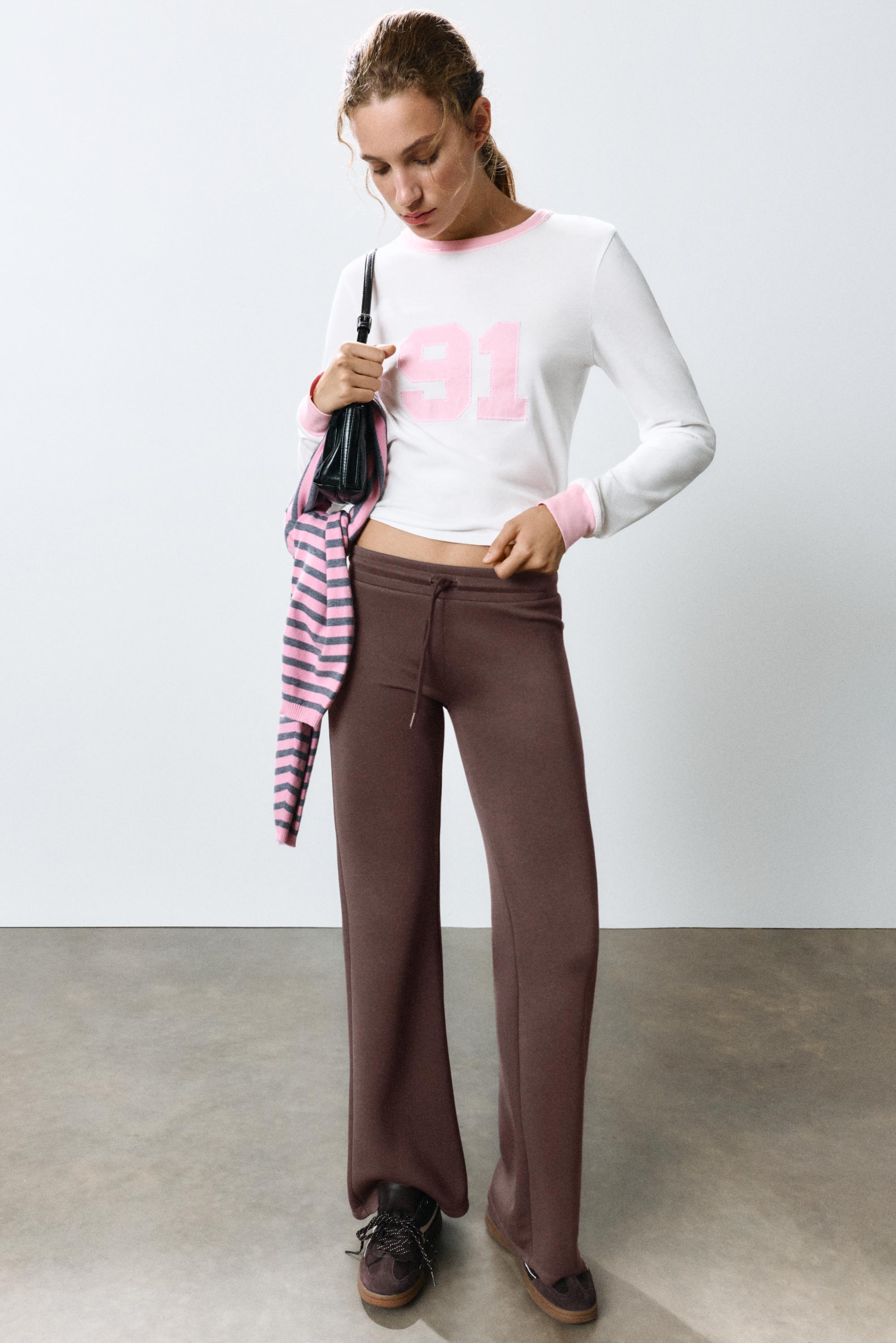 Modal flared trousers — Brown
