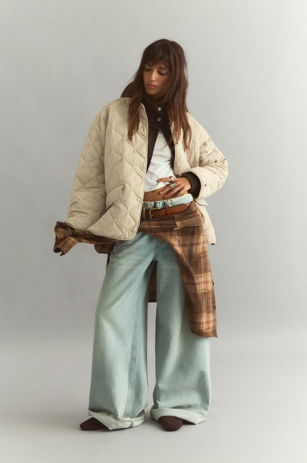 Veste matelassée col en velours côtelé pull&bear