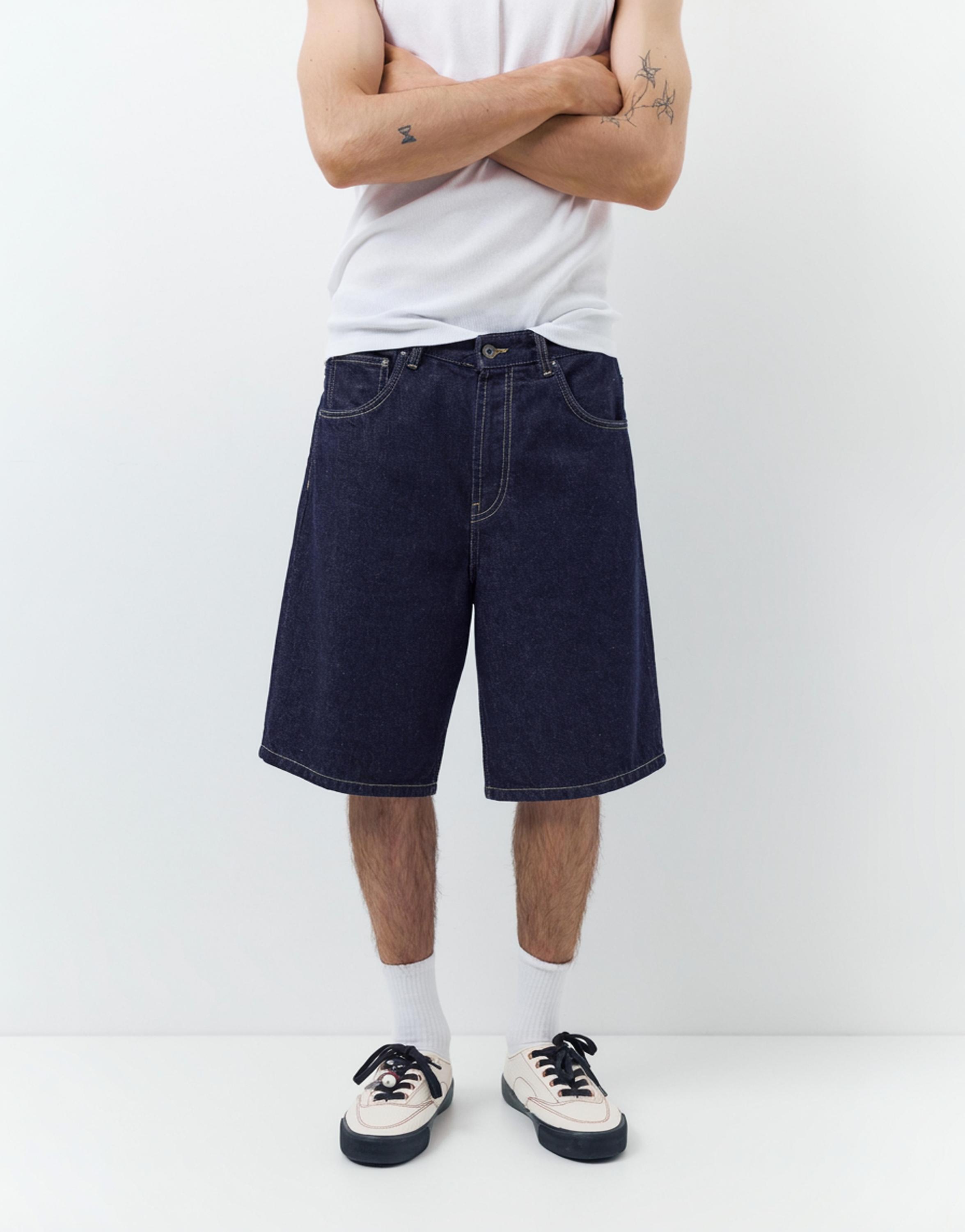 Baggy denim Bermuda shorts — Navy