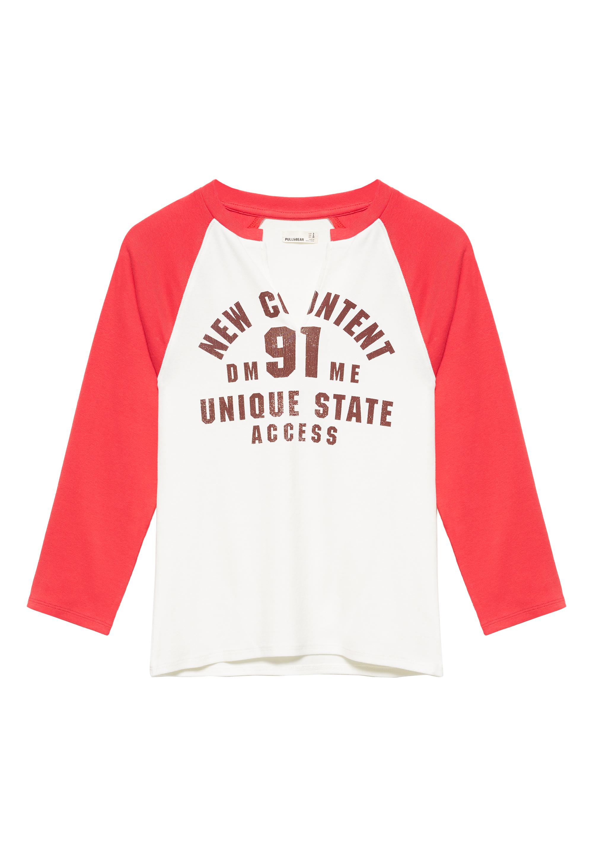Graphic raglan sleeve T-shirt — White/Red