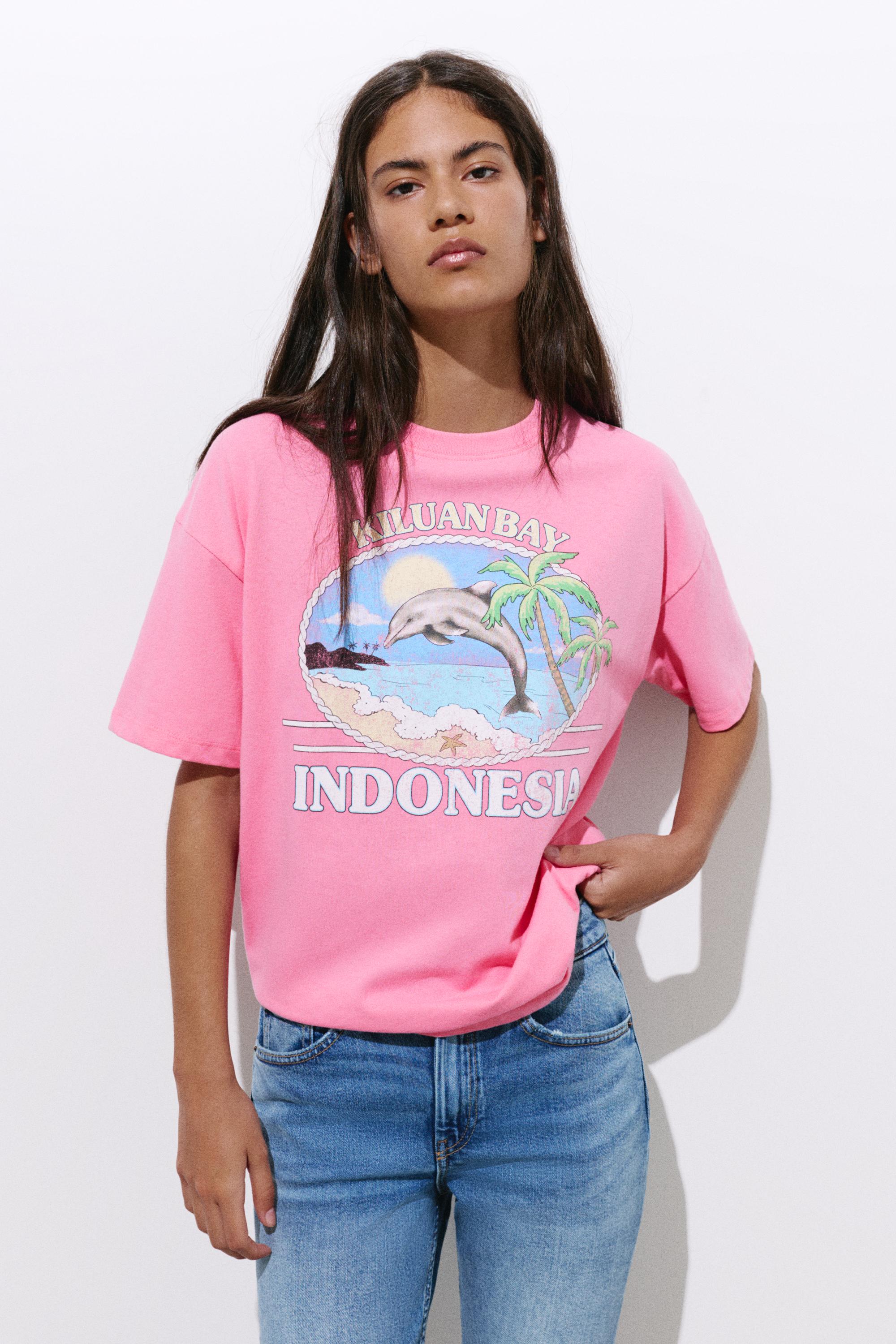 Indonesia dolphin graphic T-shirt — Pink