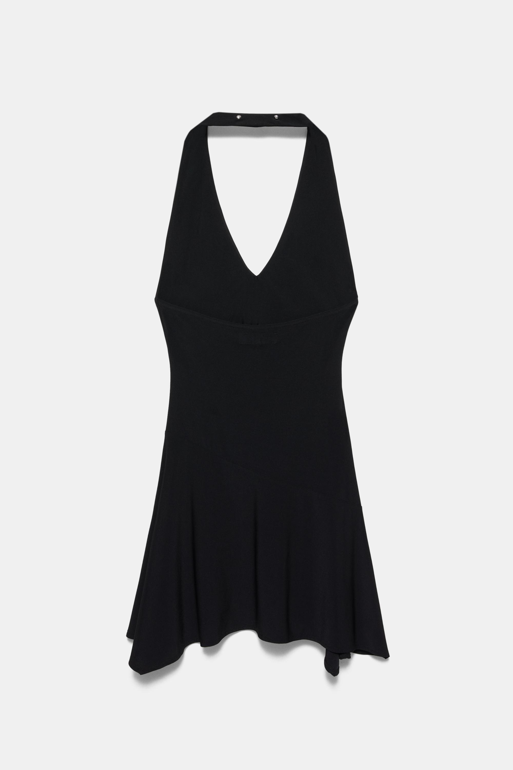 Short studded halter dress — Black
